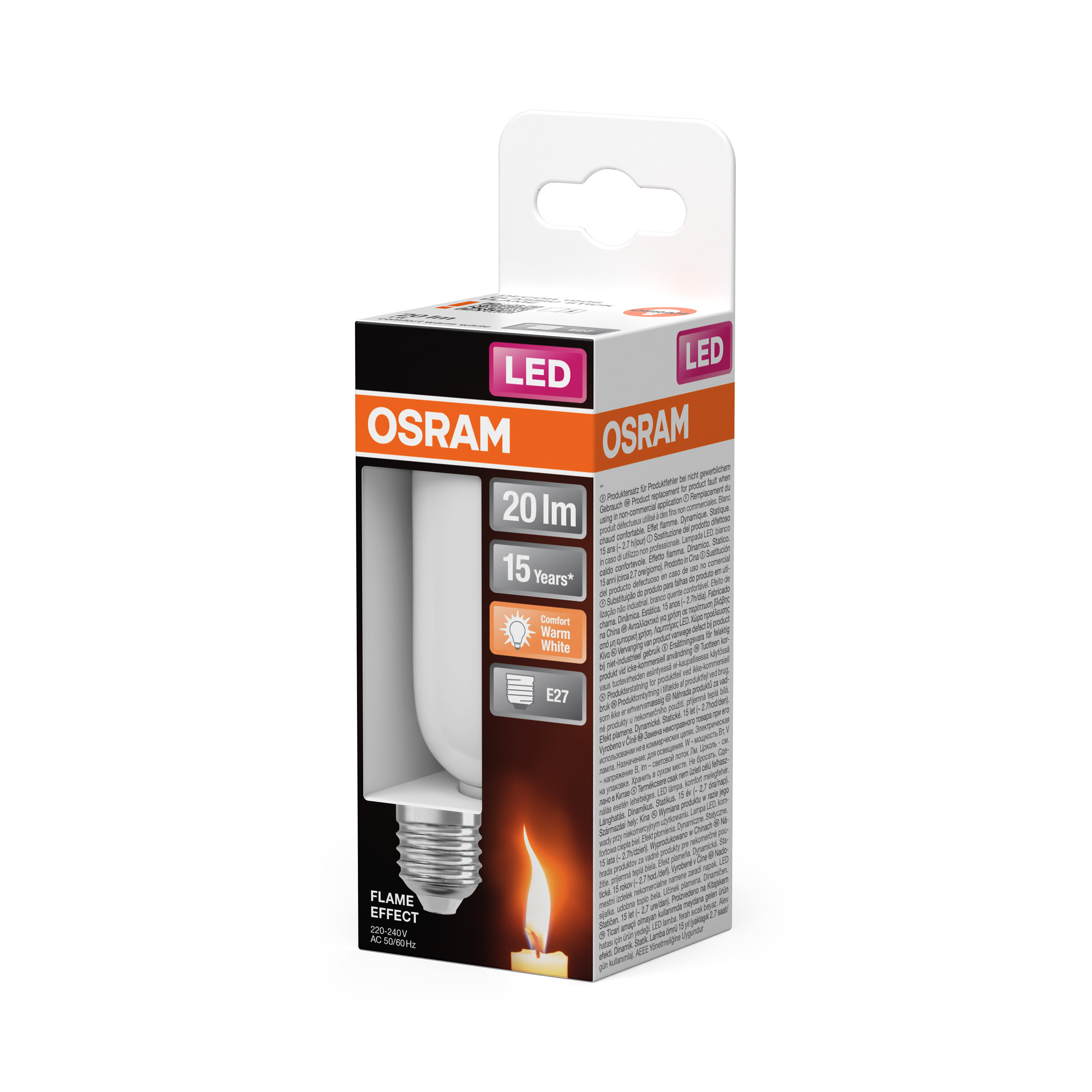 ledvance Ledpære flame 20lm 1w 818 frosted e27