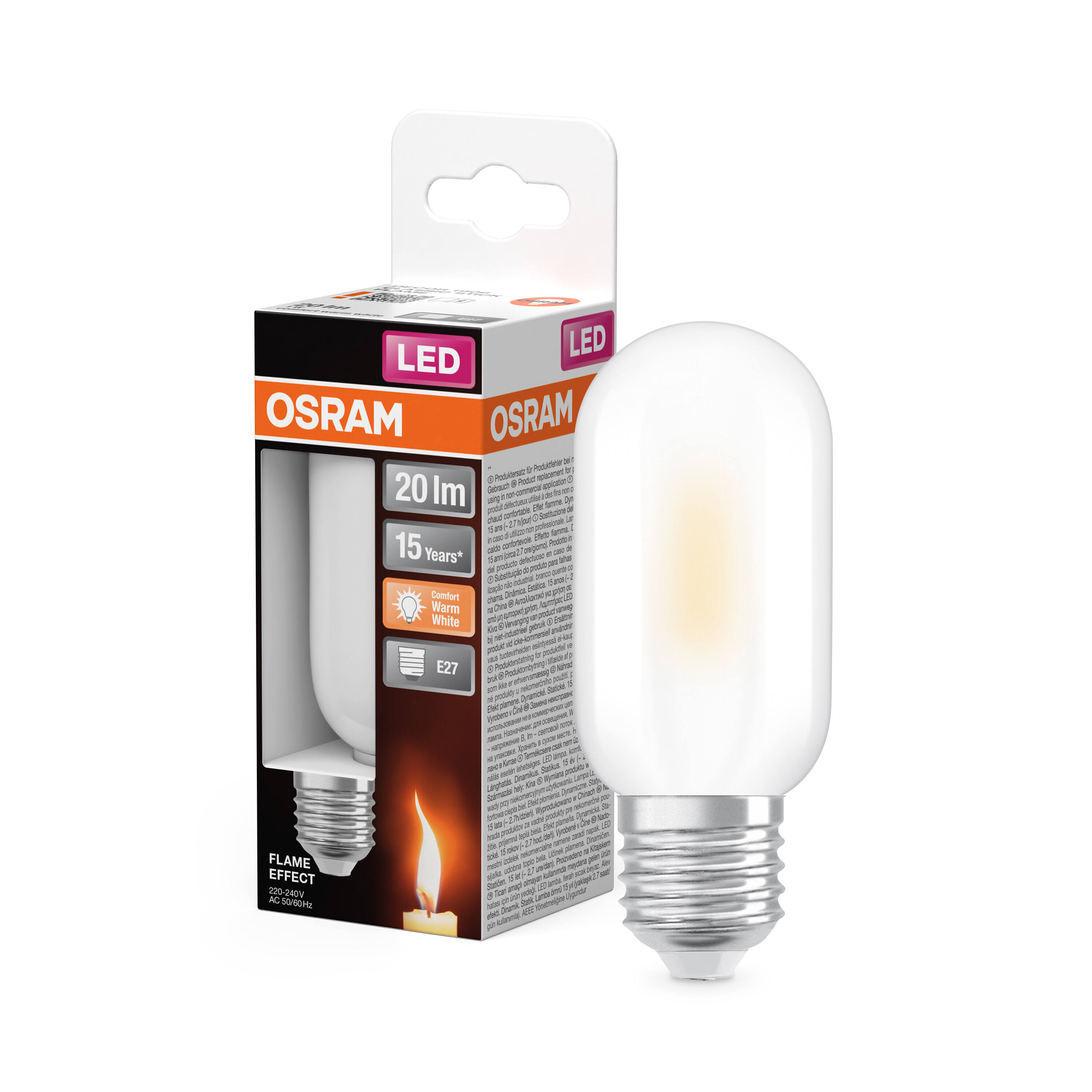 ledvance Ledpære flame 20lm 1w 818 frosted e27