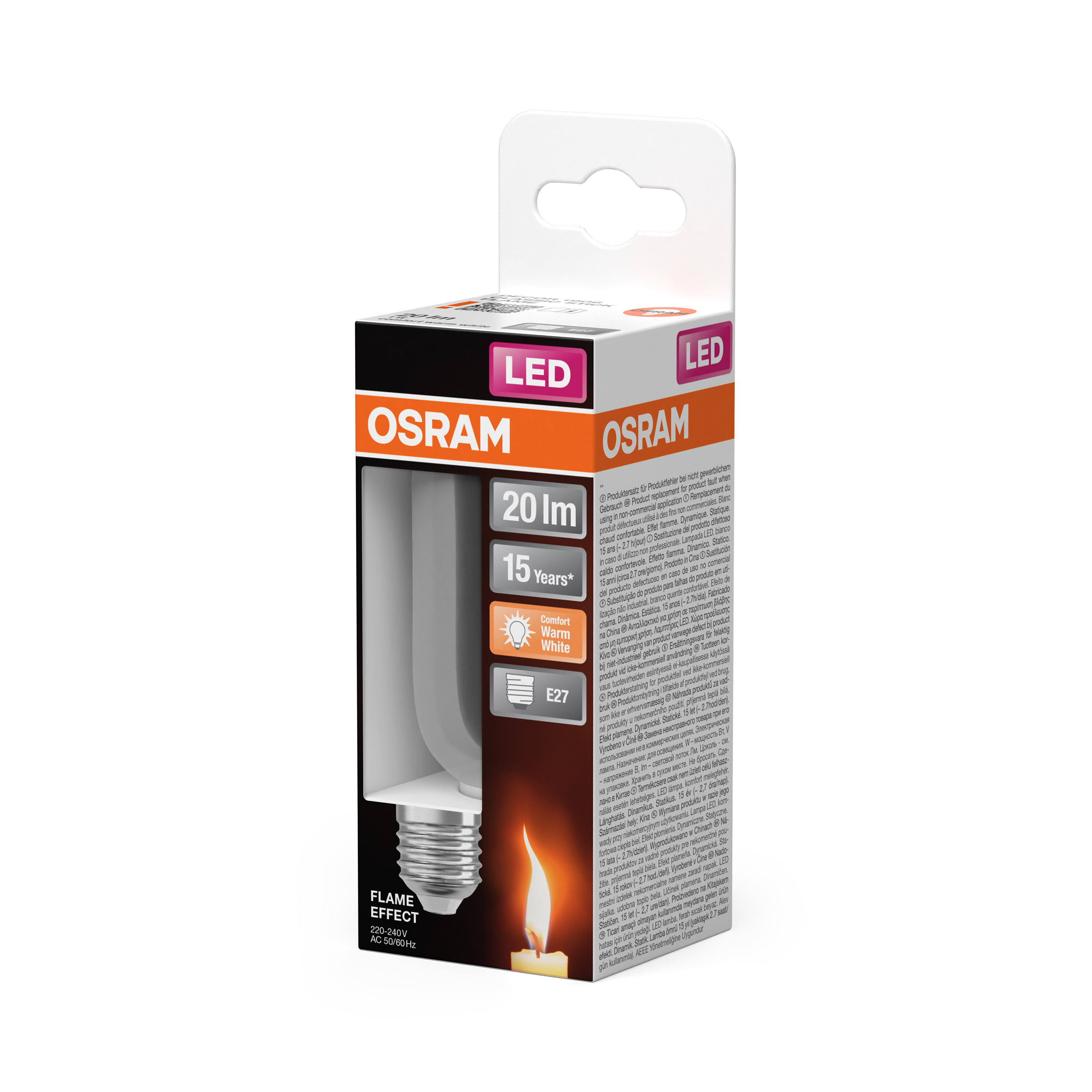 ledvance Ledpære flame 20lm 1w 818 clear e27