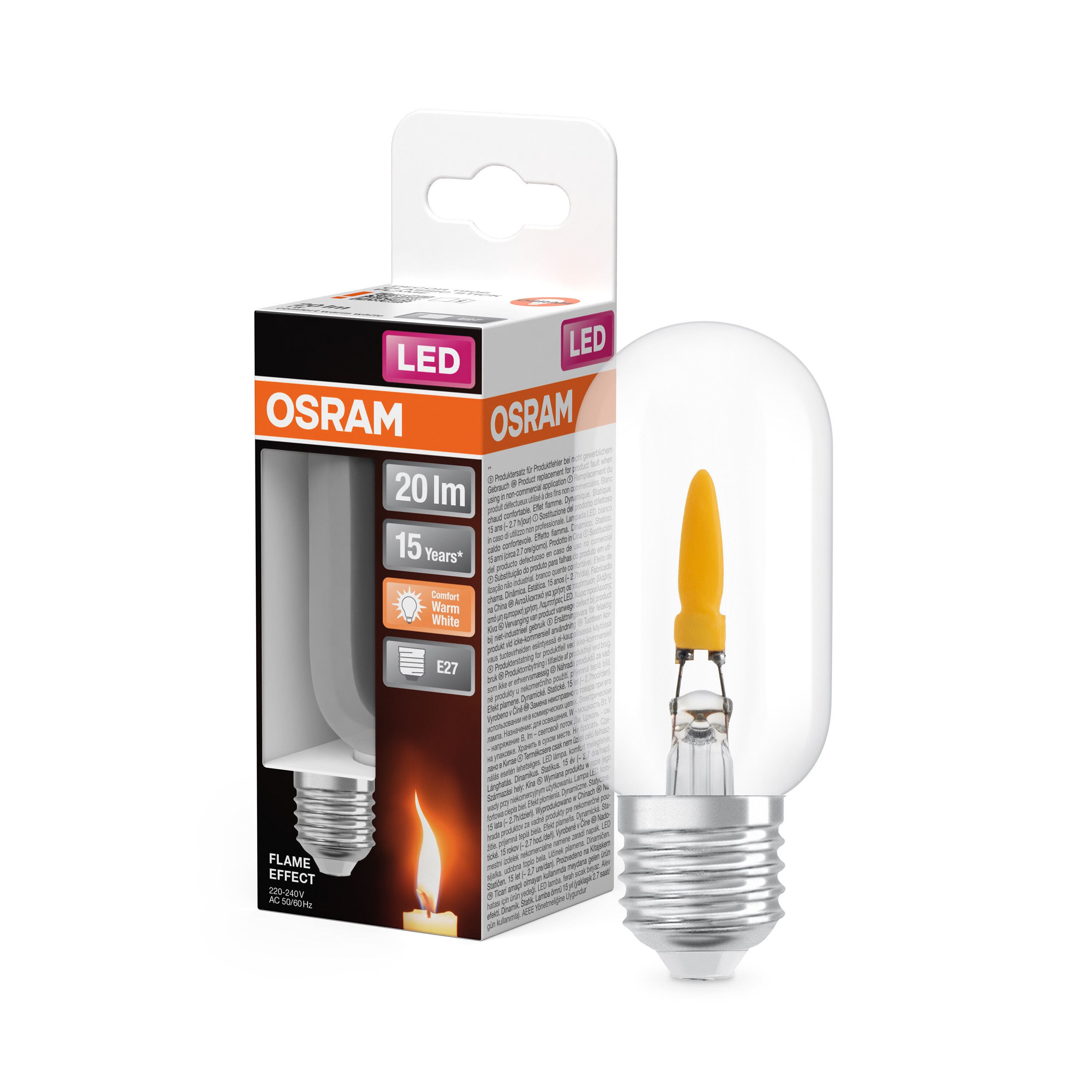 ledvance Ledpære flame 20lm 1w 818 clear e27
