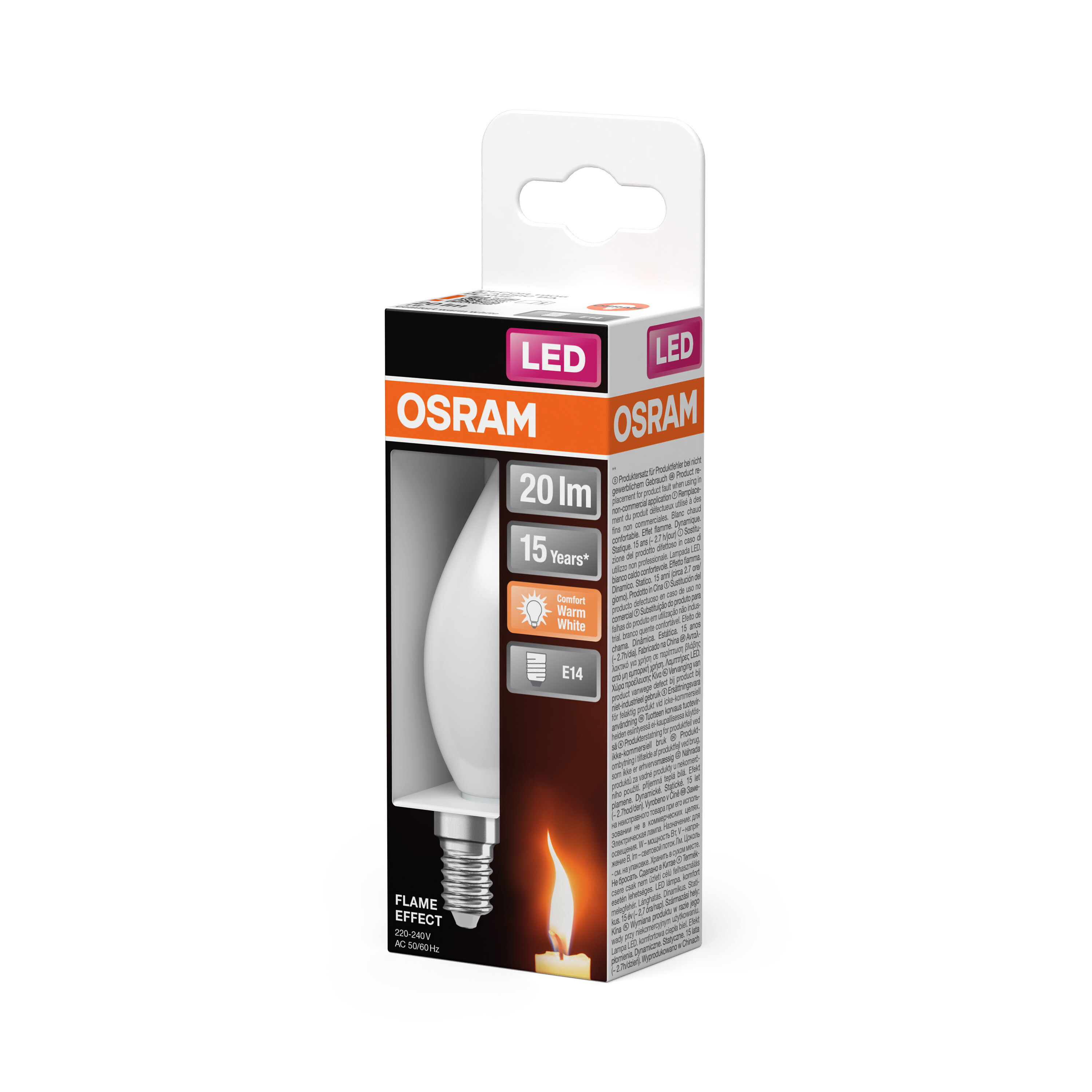 ledvance Ledpære flame cl ba 35 20lm 818 fr e14