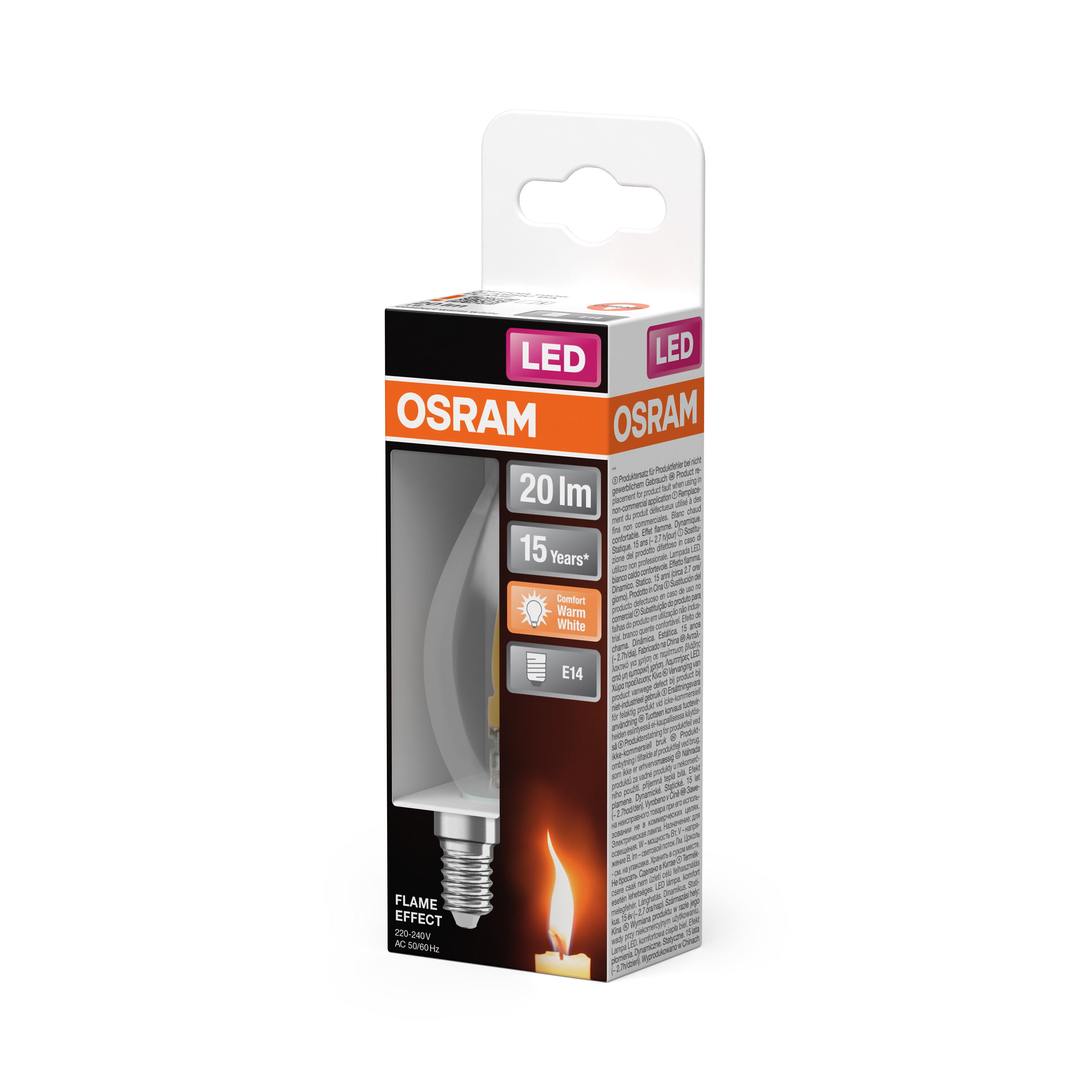 ledvance Ledpære flame cl ba 35 20lm 818 cl e14