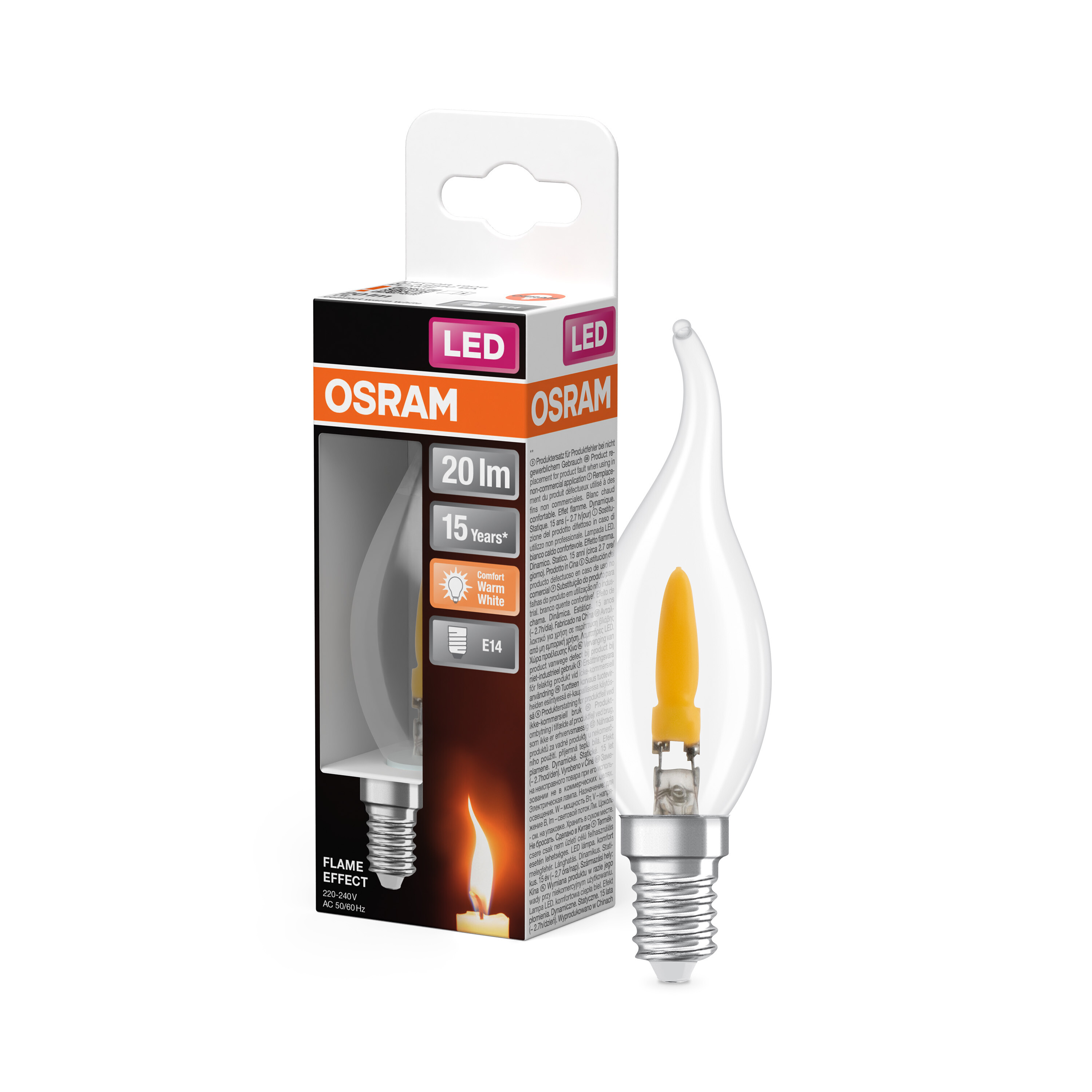 ledvance Ledpære flame cl ba 35 20lm 818 cl e14