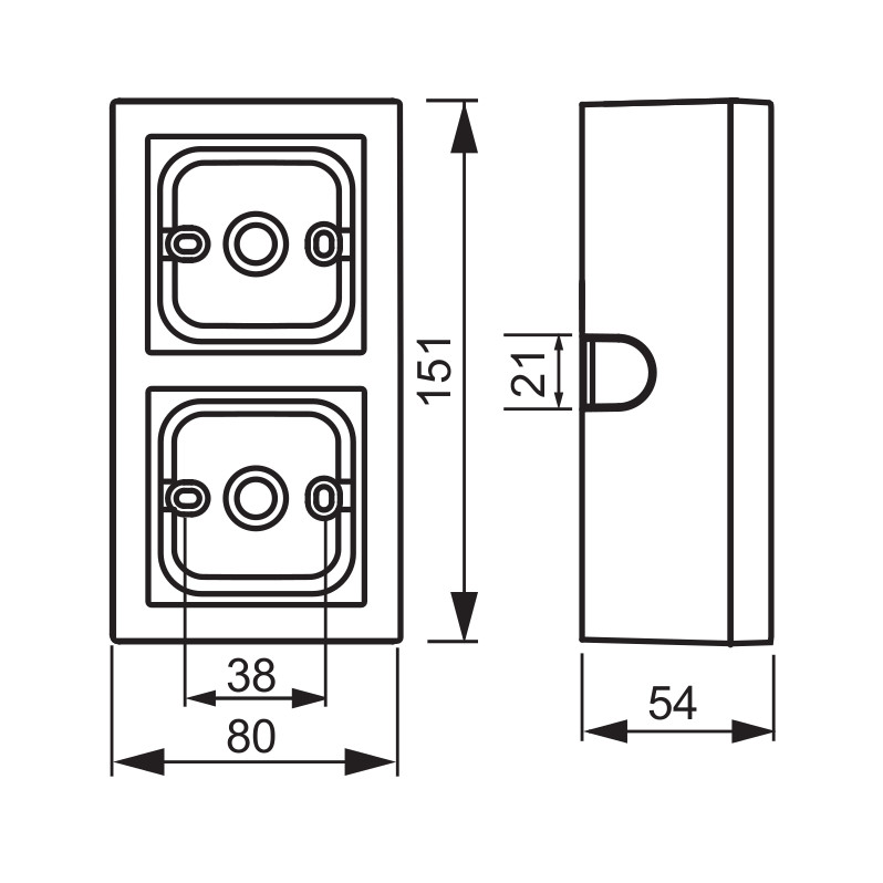 abb Pintakotelo impressivo 2os/ip20 54/80mm alu