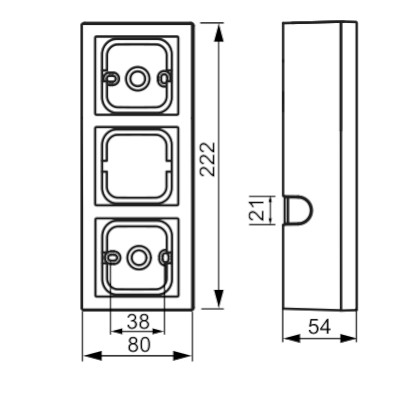 abb Ytkapsling 3-fack,80mm,dj54mm,aluminium