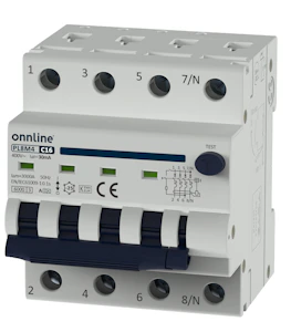 onnline Onnline jordfeilautomat 3+n 20a c-kar 30ma 6ka tn 400v