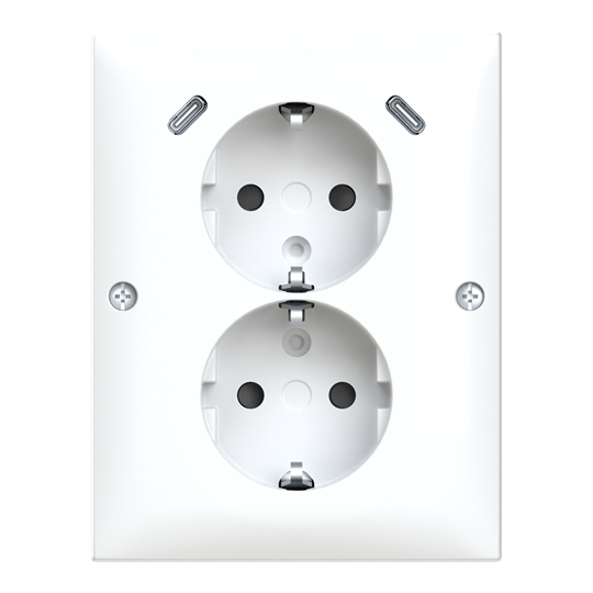 abb Saga™ påvegg dobbel hjørne-stikk med 2x usb-c