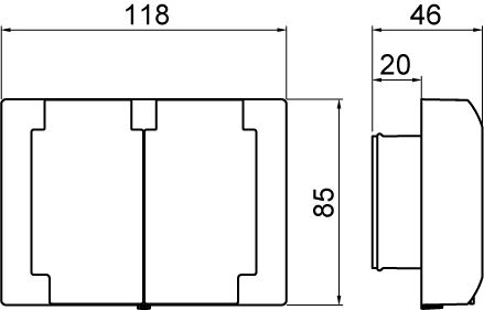 abb Vägguttag saga 2-väg/16a/ip44 vit med lock