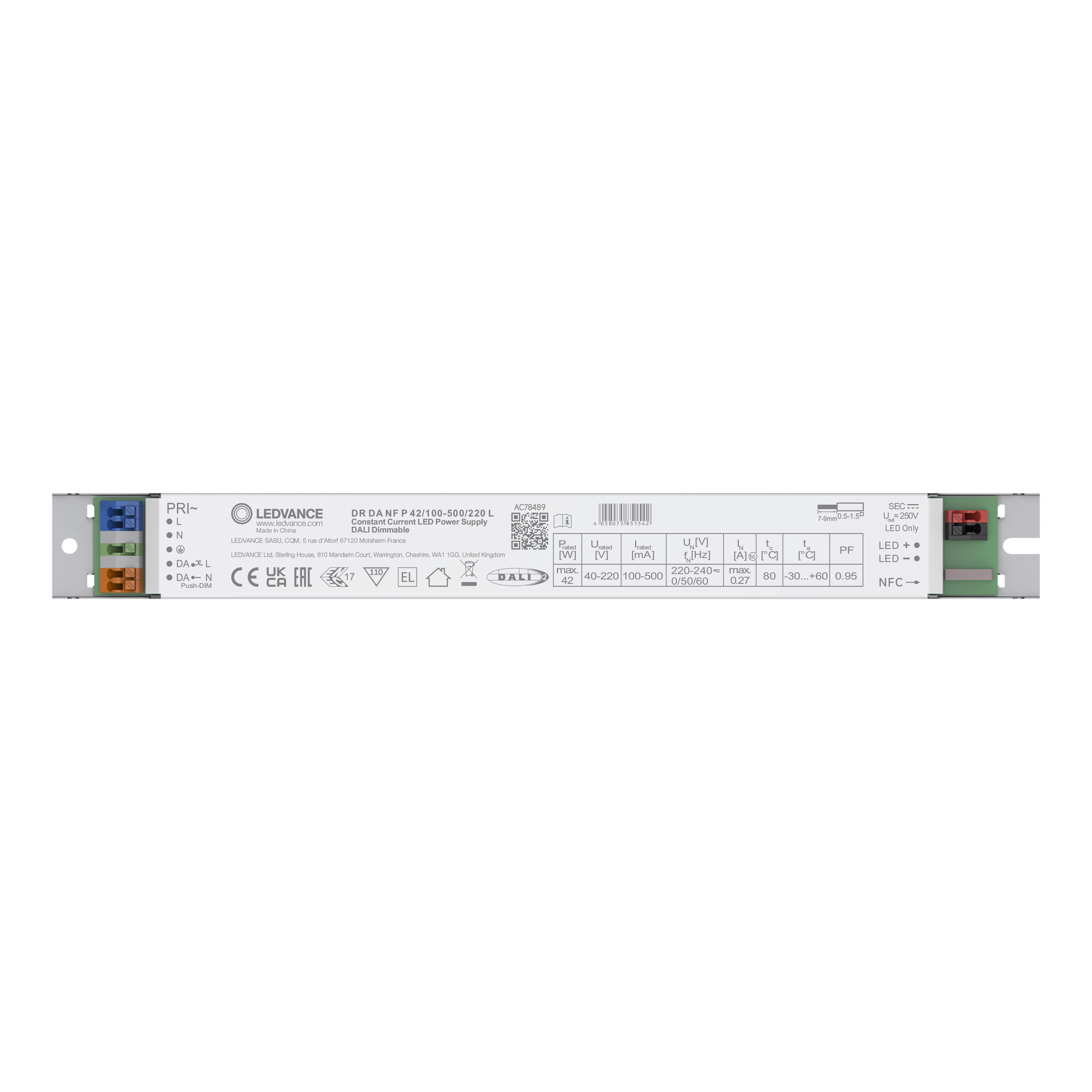 ledvance Electronic ballast dr dali p 42/100-500/220 nfc