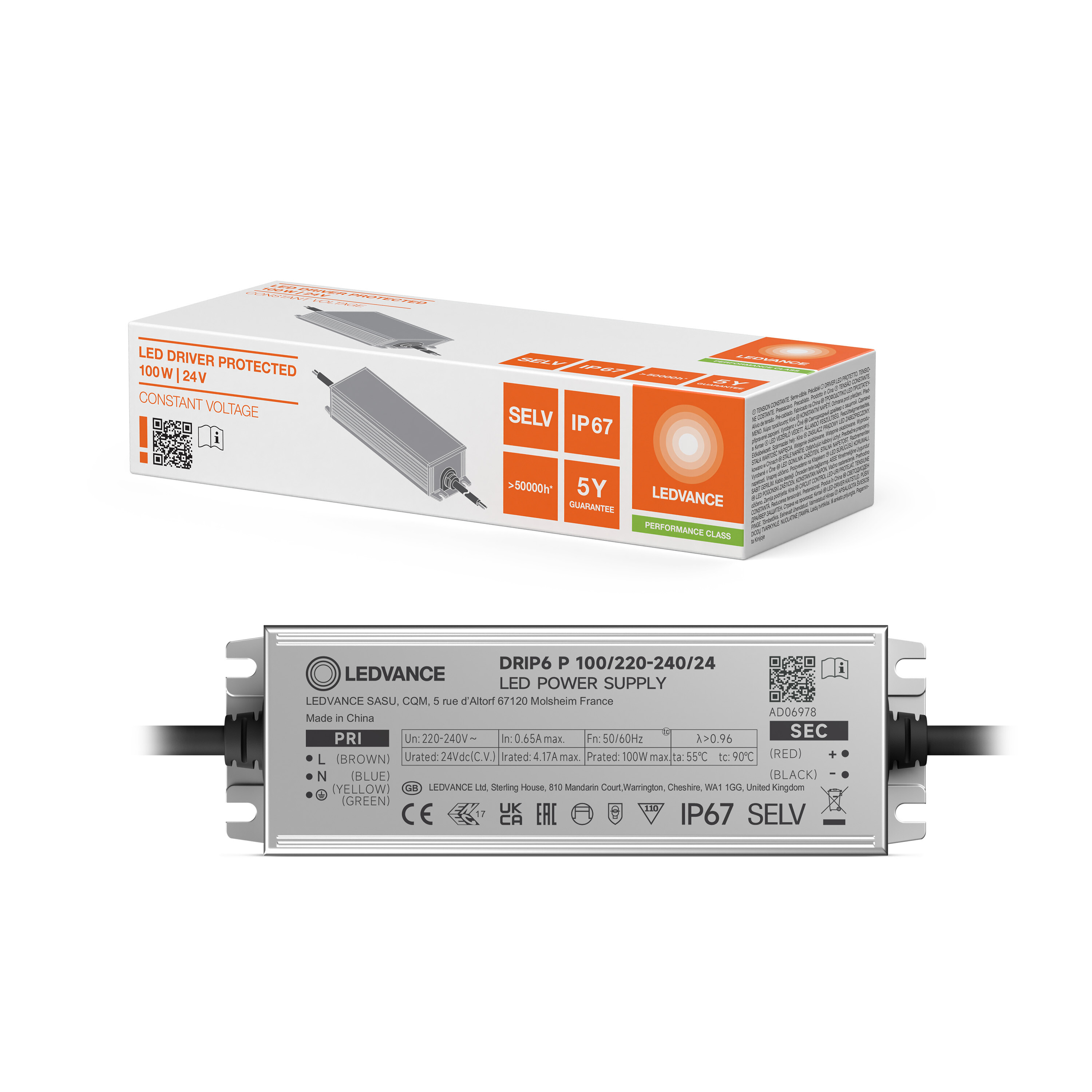 ledvance Elektroniskt förkopplingsdon dr 100w/220-240v/24v ip67