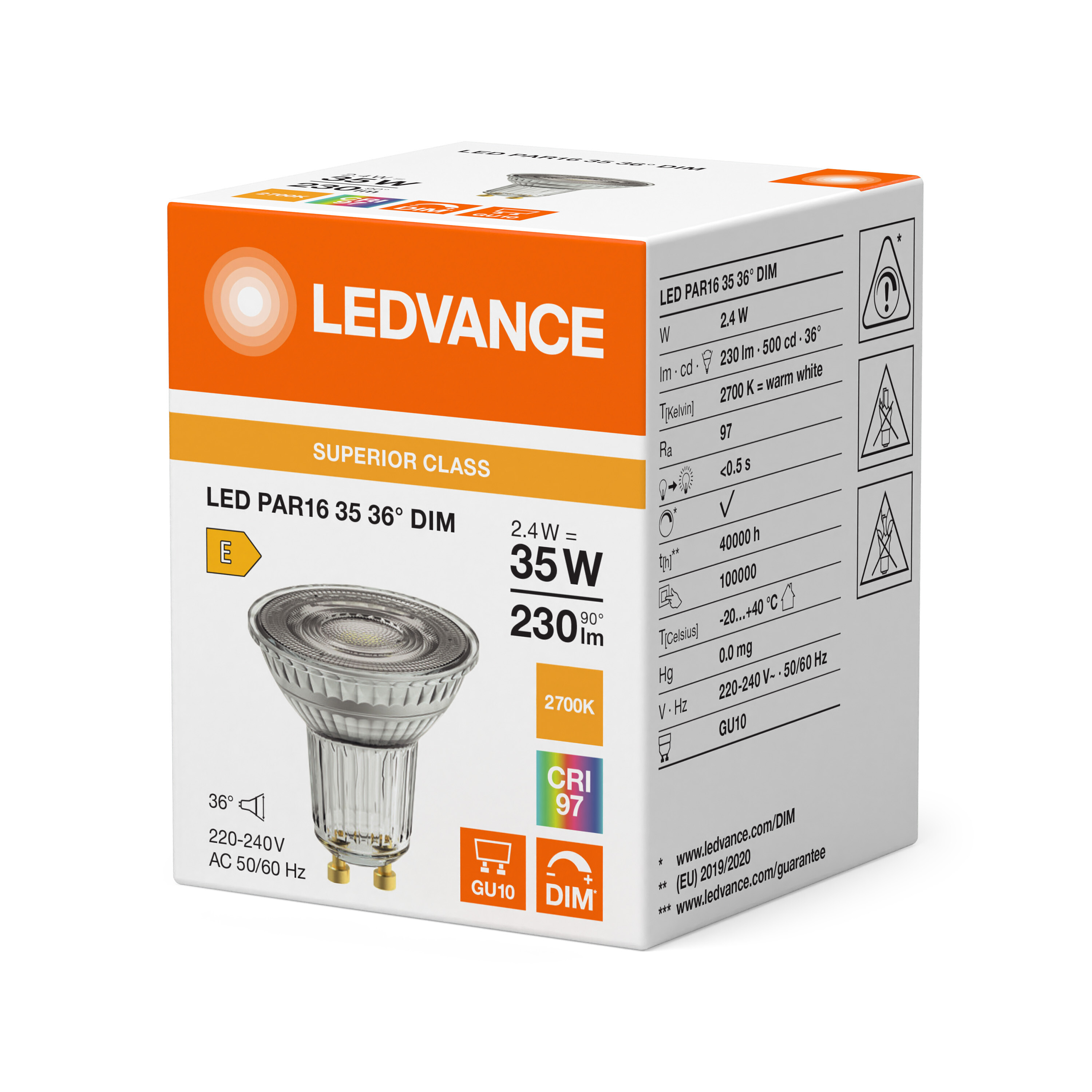 ledvance Kohdelamppu superior spot par16 3w/927 230lm gu10 dim 36