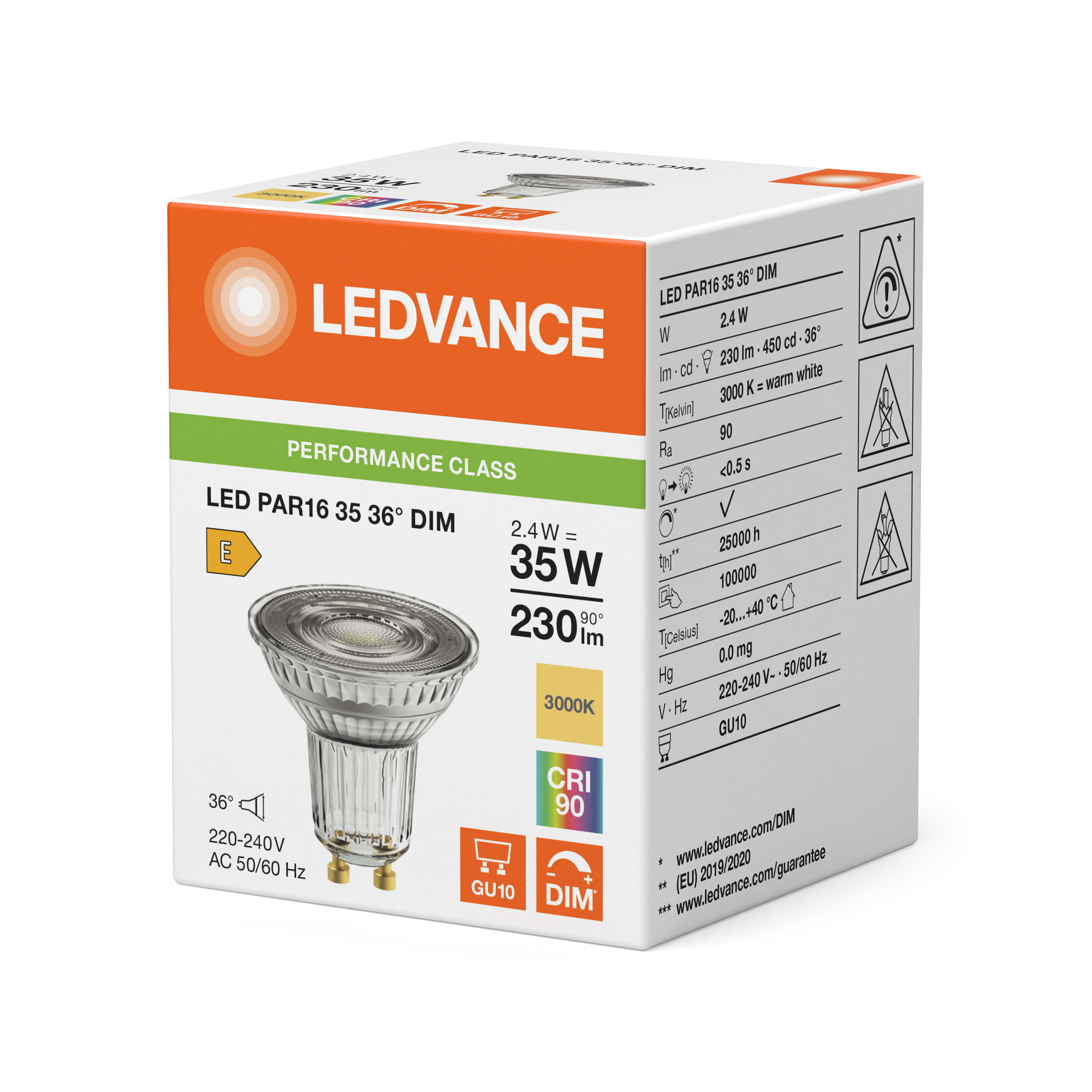 ledvance Kohdelamppu performance spot par16 2w/930 230lm gu10 dim 36