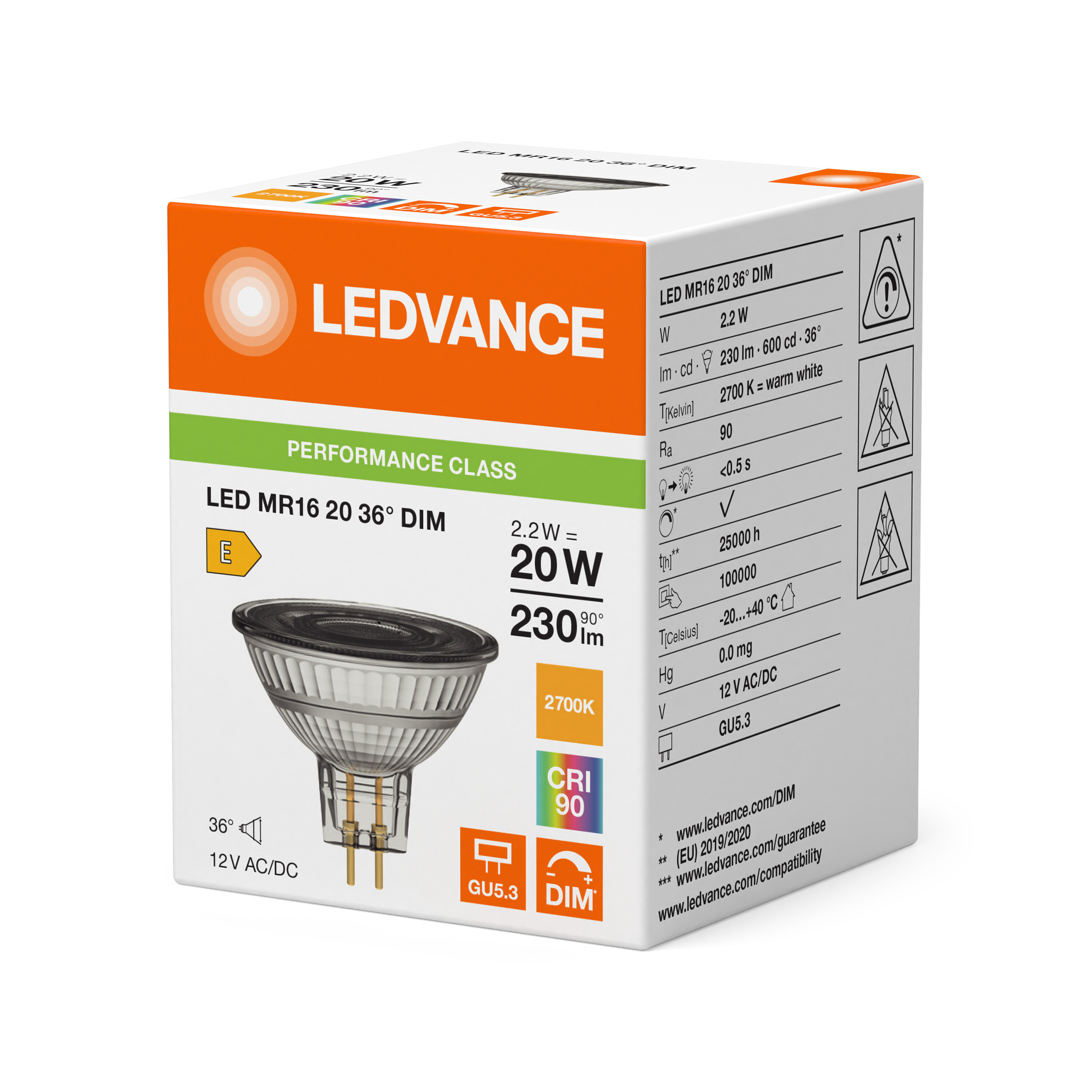 ledvance Kohdelamppu performance spot mr16 2w/927 230lm gu5.3 dim 36
