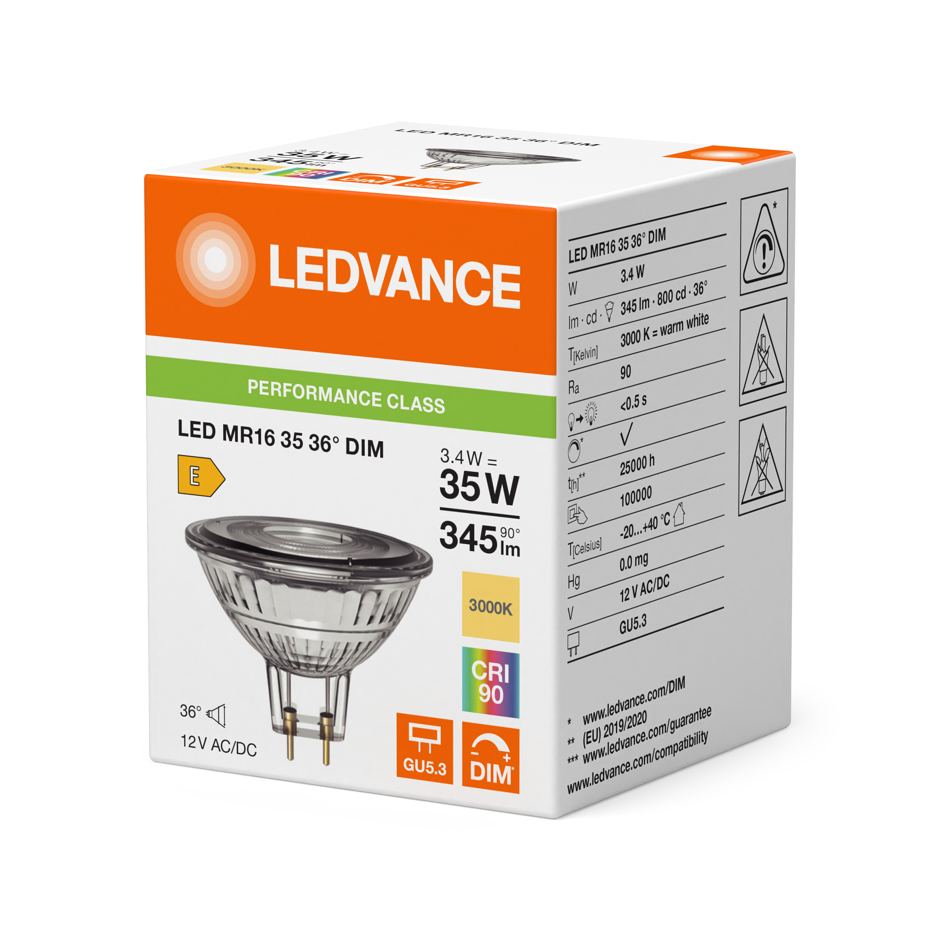 ledvance Kohdelamppu performance spot mr16 3w/930 345lm gu5.3 dim 36
