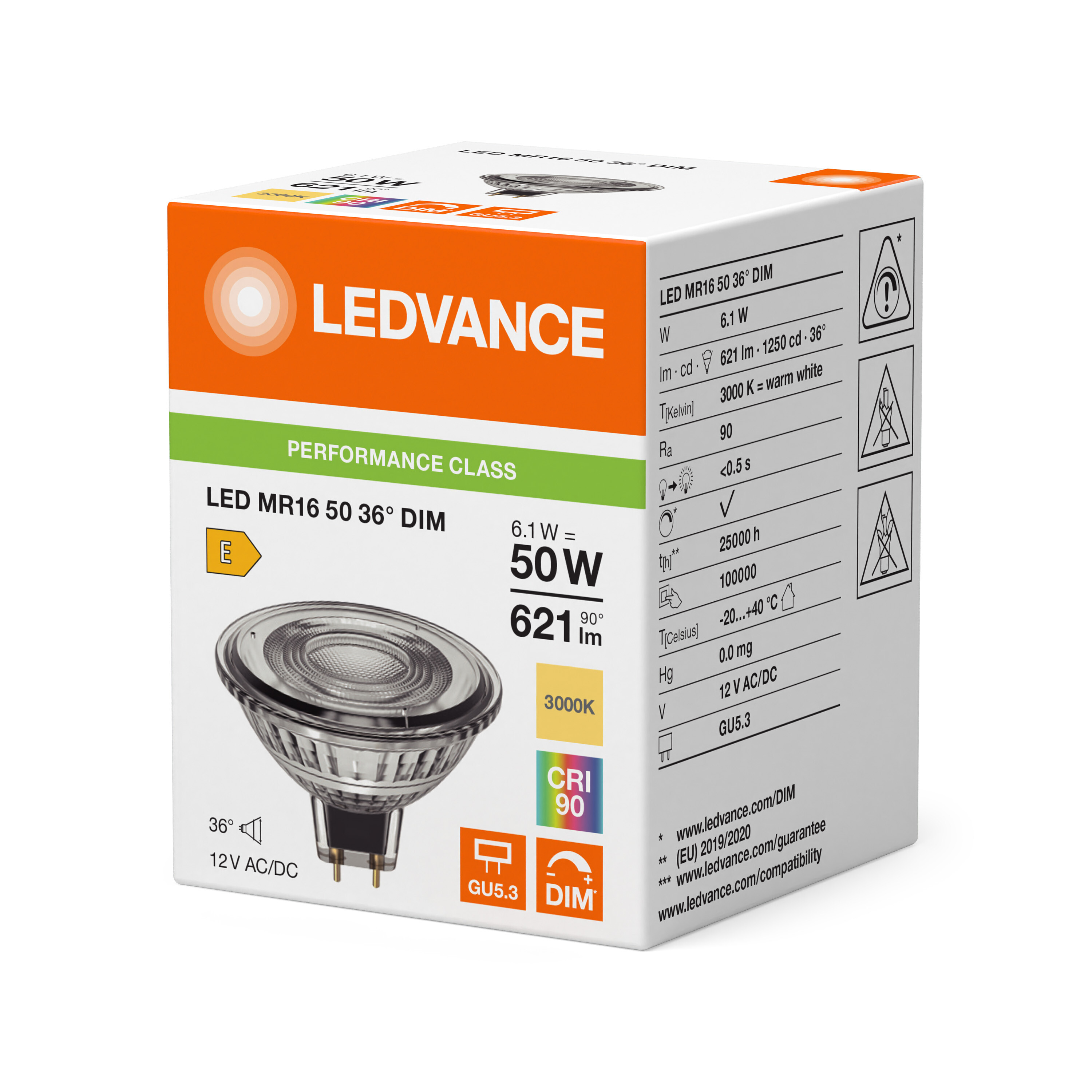 ledvance Kohdelamppu performance spot mr16 6w/930 621lm gu5.3 dim 36