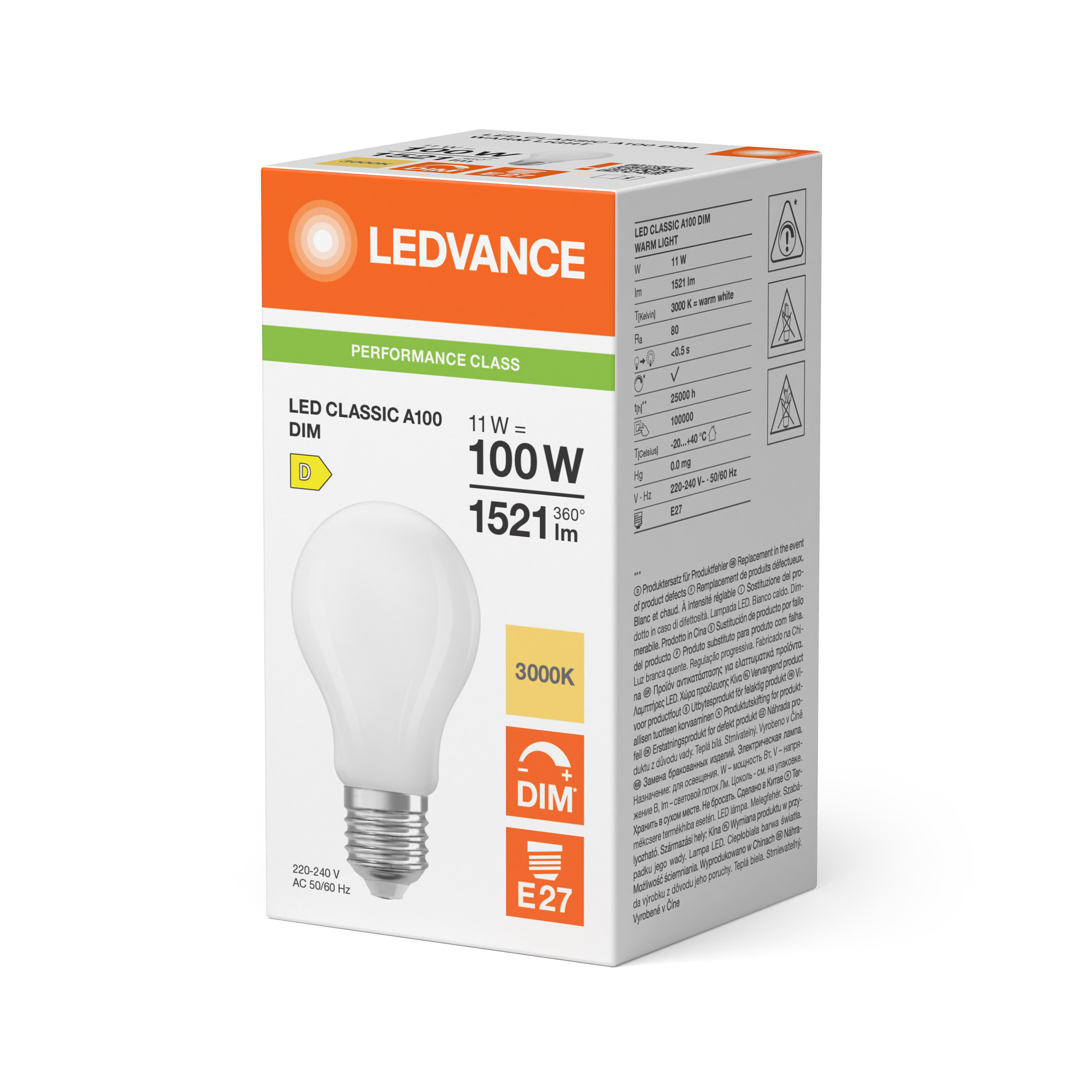 ledvance Ledpære cla 100 dim 1521lm 830fr e27 p