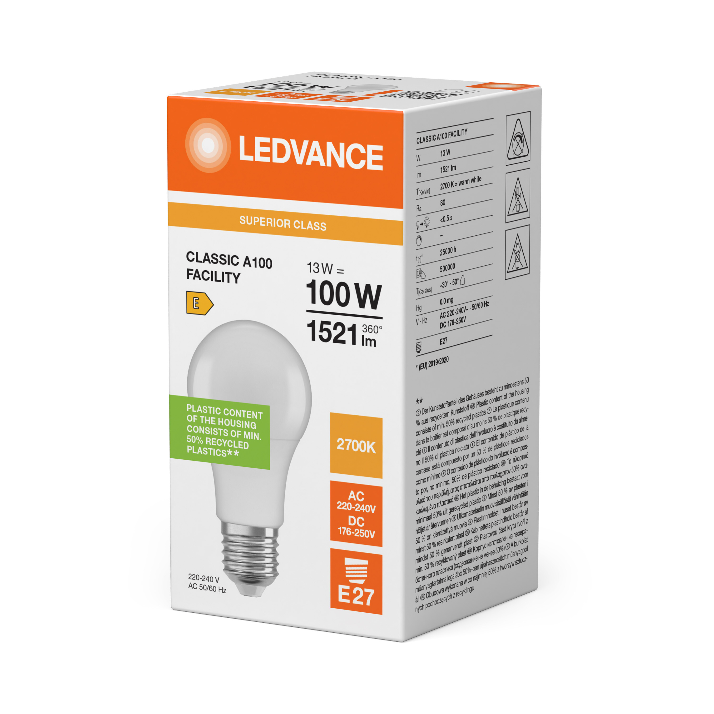 ledvance Ledpære cla100 facil 1521lm 827 fr e14 s