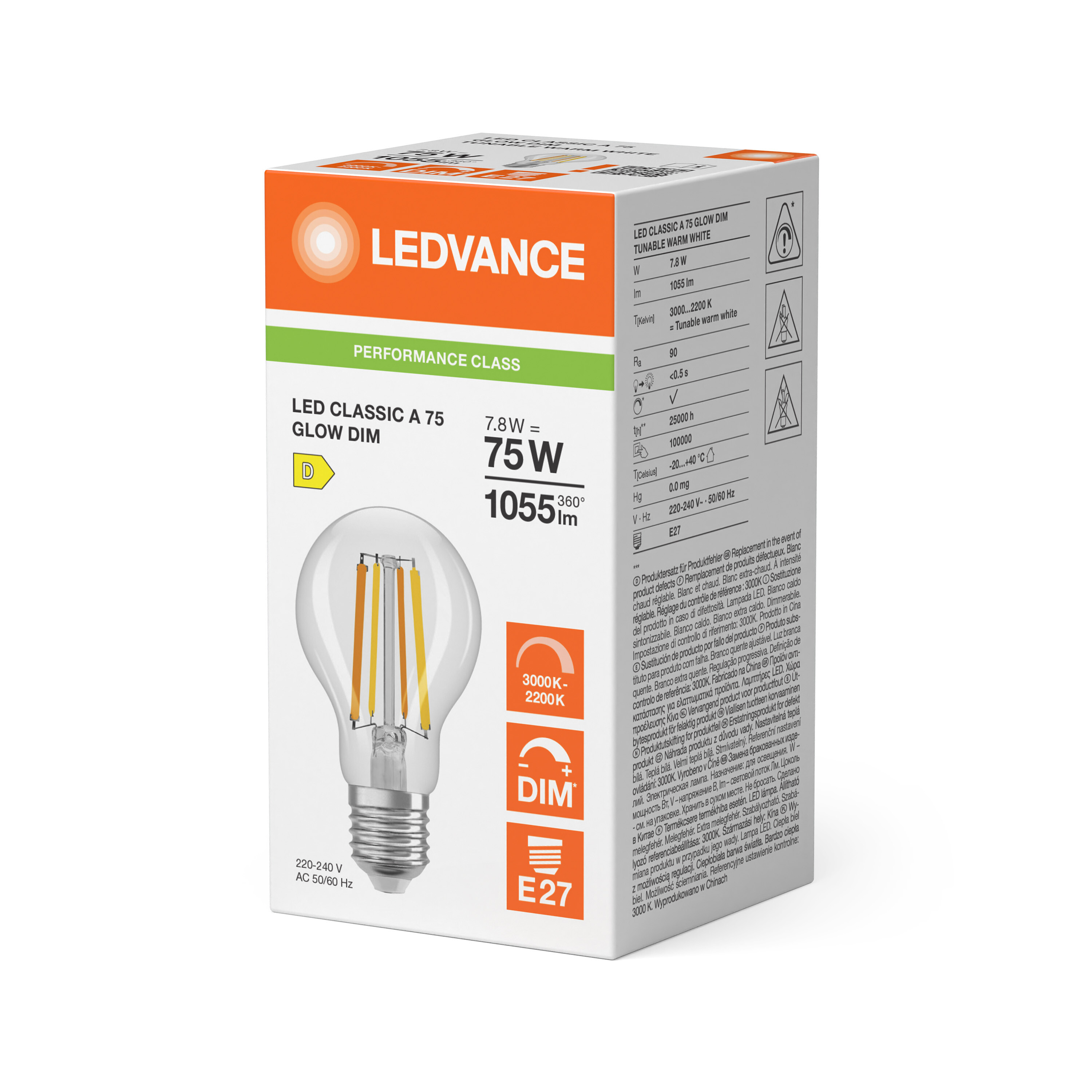 ledvance Ledpære cla75 glwdim 1055lm 93022 cl e27