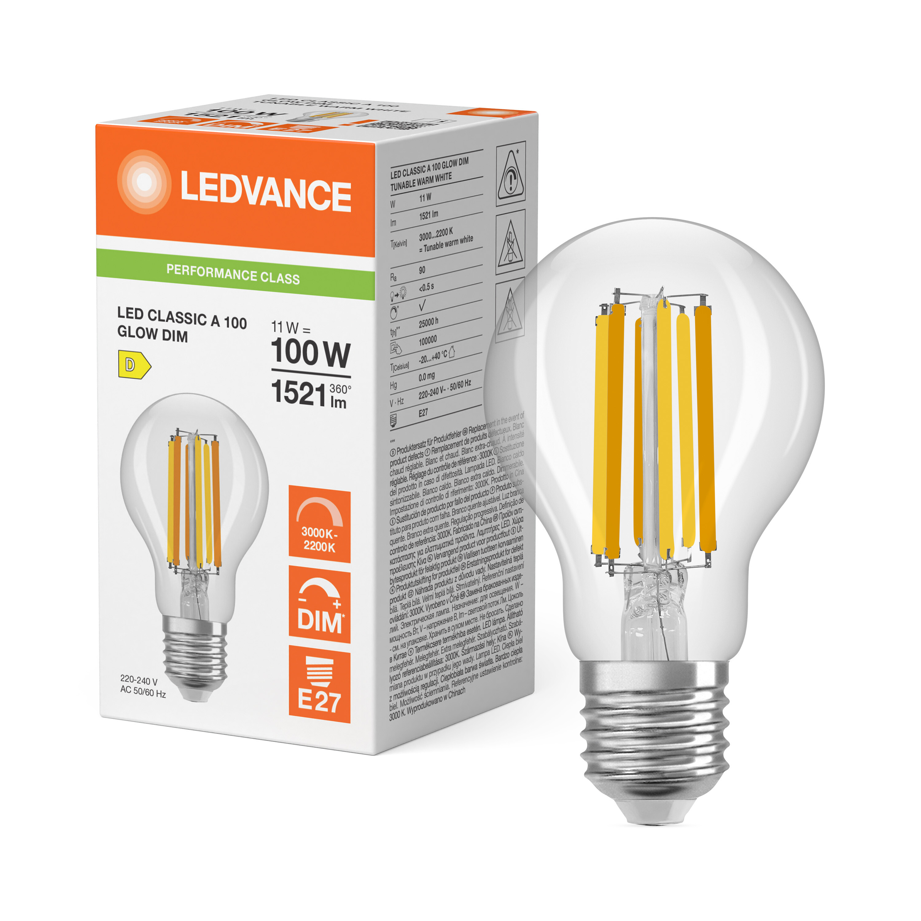 ledvance Ledpære cla100 glwdim 1521lm 93022cl e27