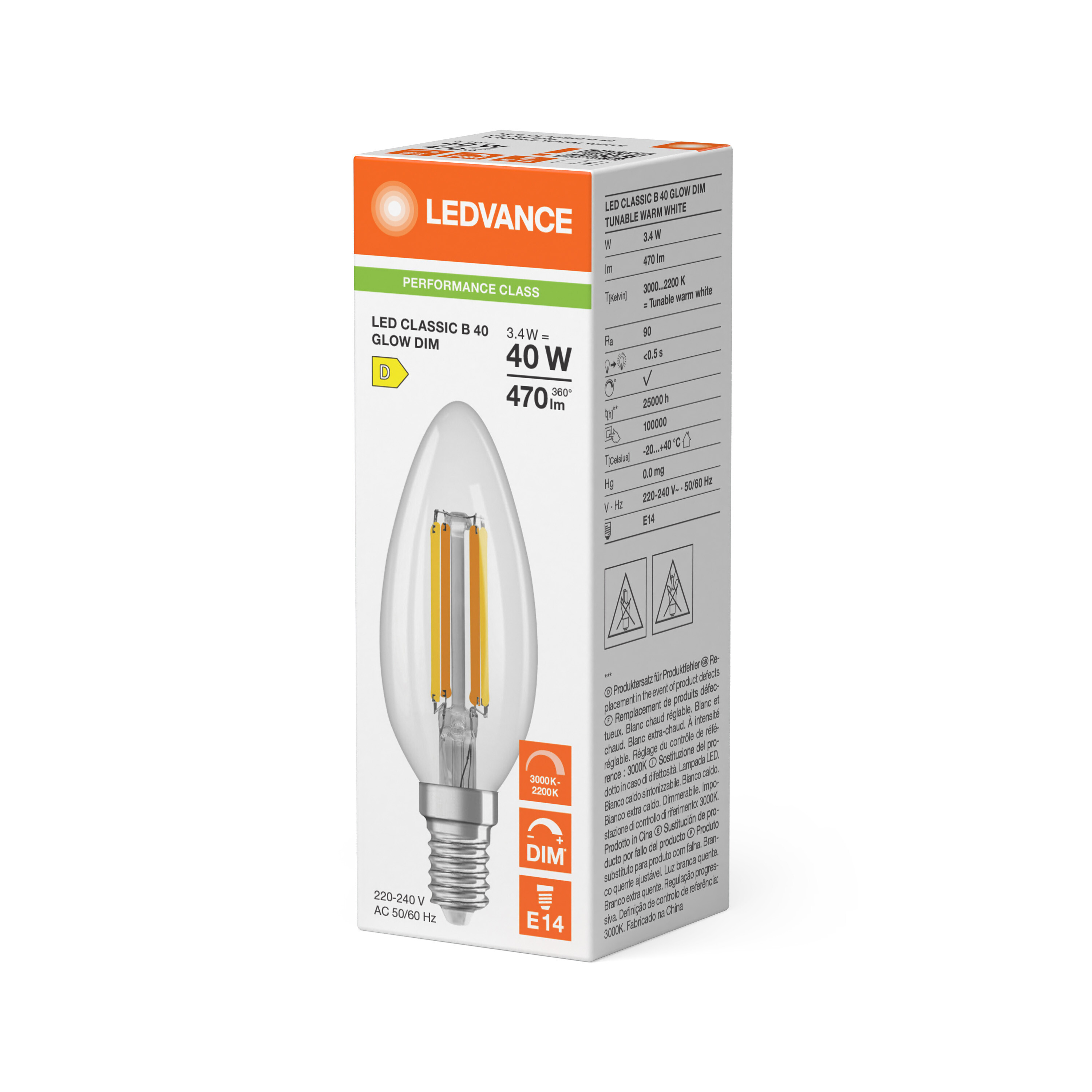 ledvance Ledpære clb 40 glwdim 470lm 93022 cl e14