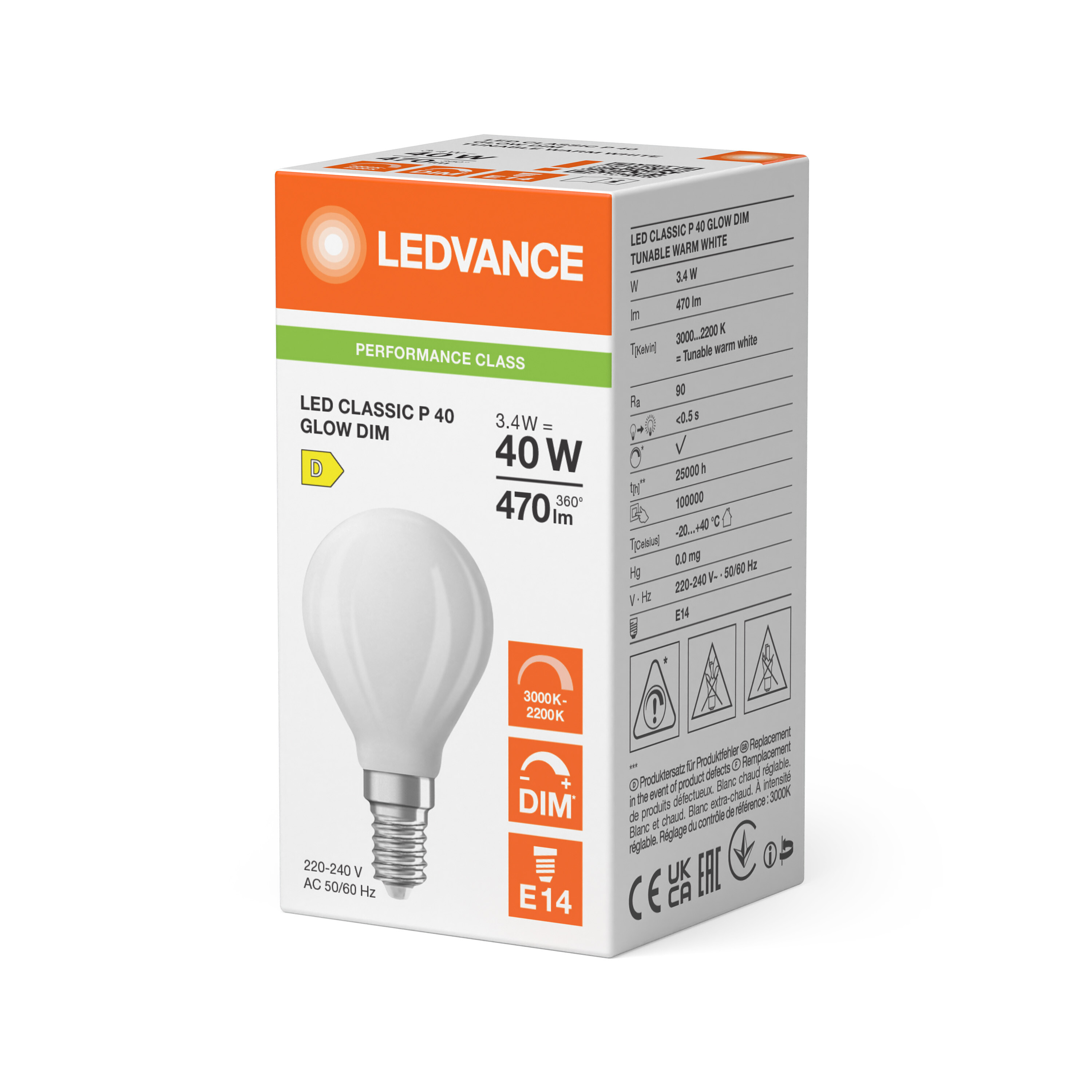 ledvance Ledpære clp 40 glwdim 470lm 93022 fr e14
