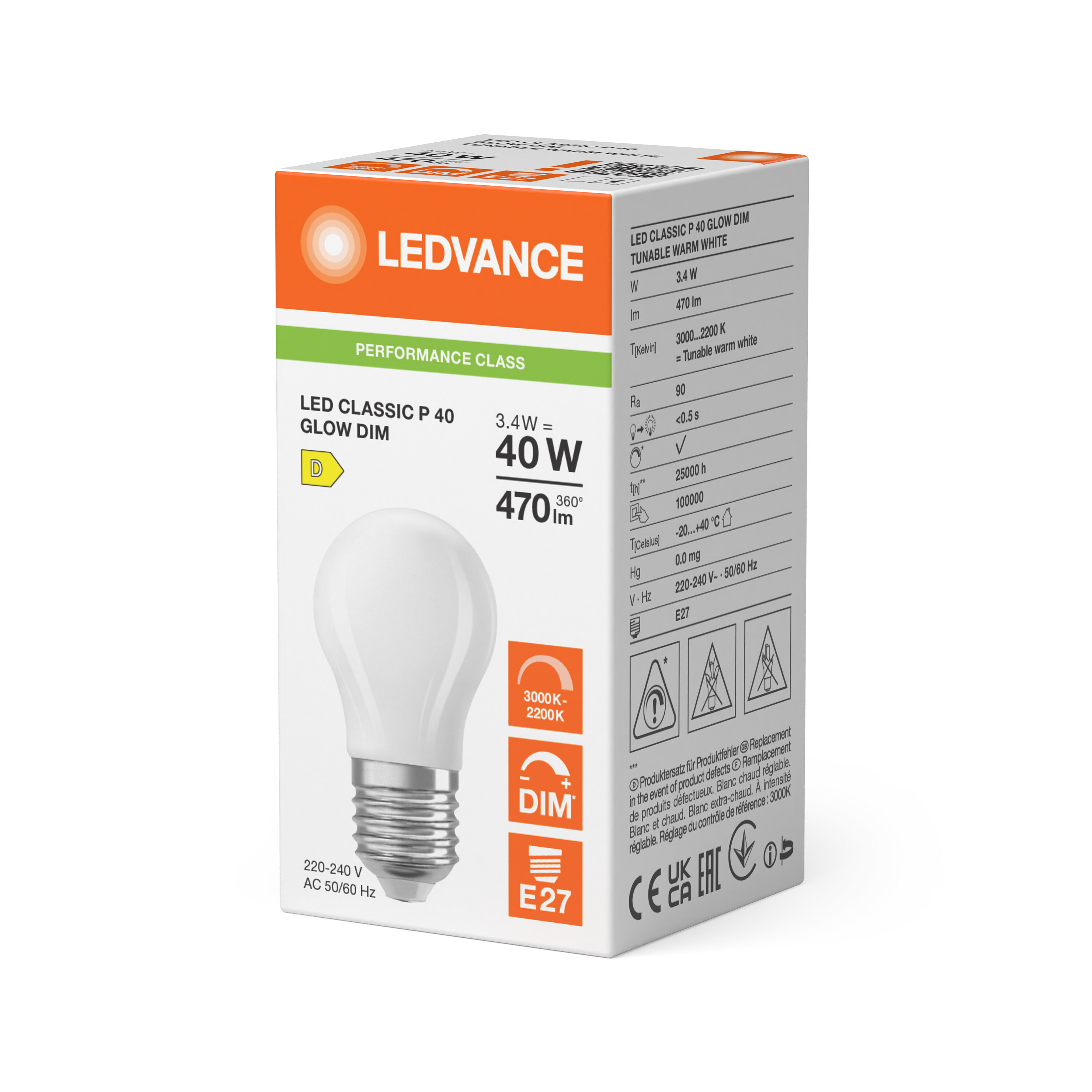 ledvance Ledpære clp 40 glwdim 470lm 93022 fr e27