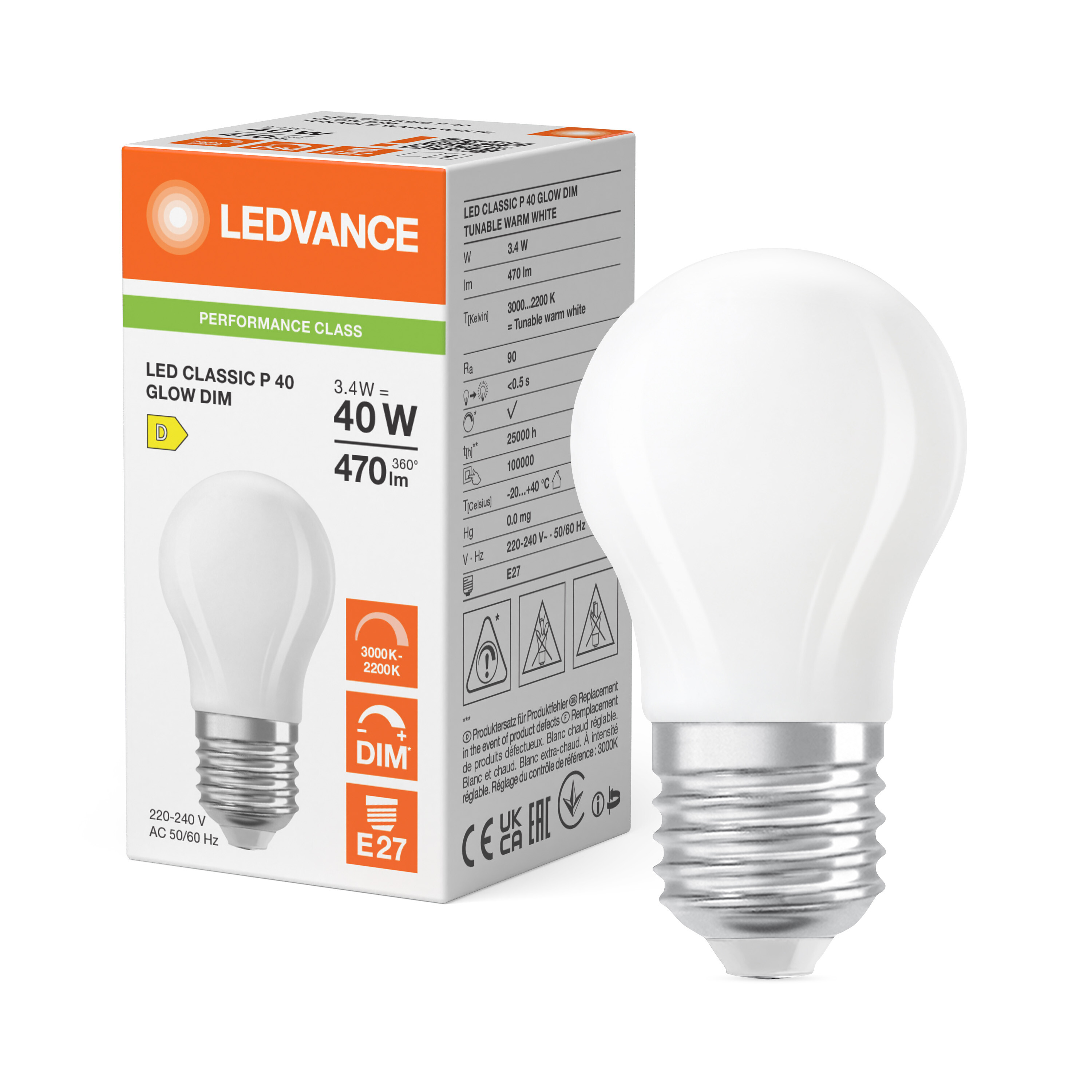 ledvance Ledpære clp 40 glwdim 470lm 93022 fr e27
