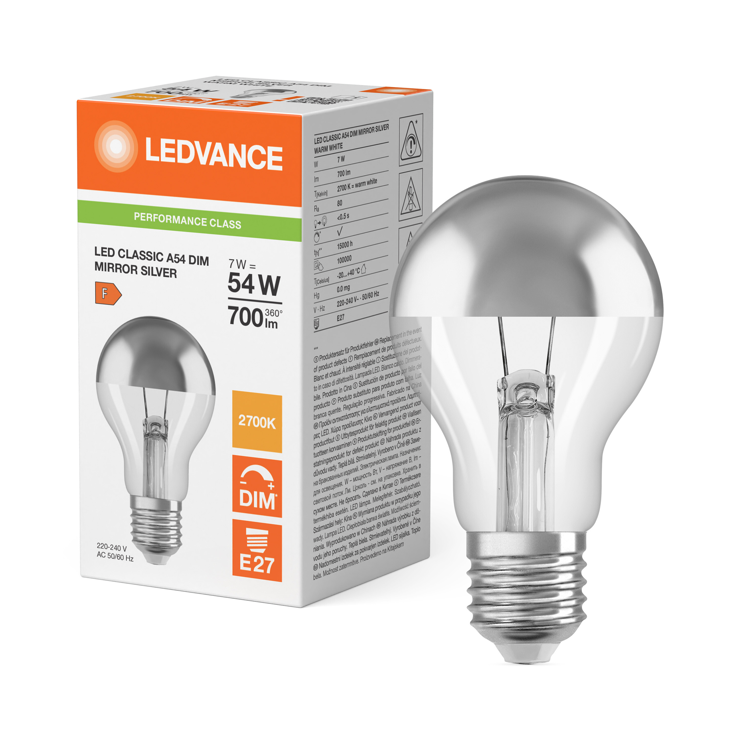ledvance Ledpærecla54 dim cob 700lm827 mirr s e27