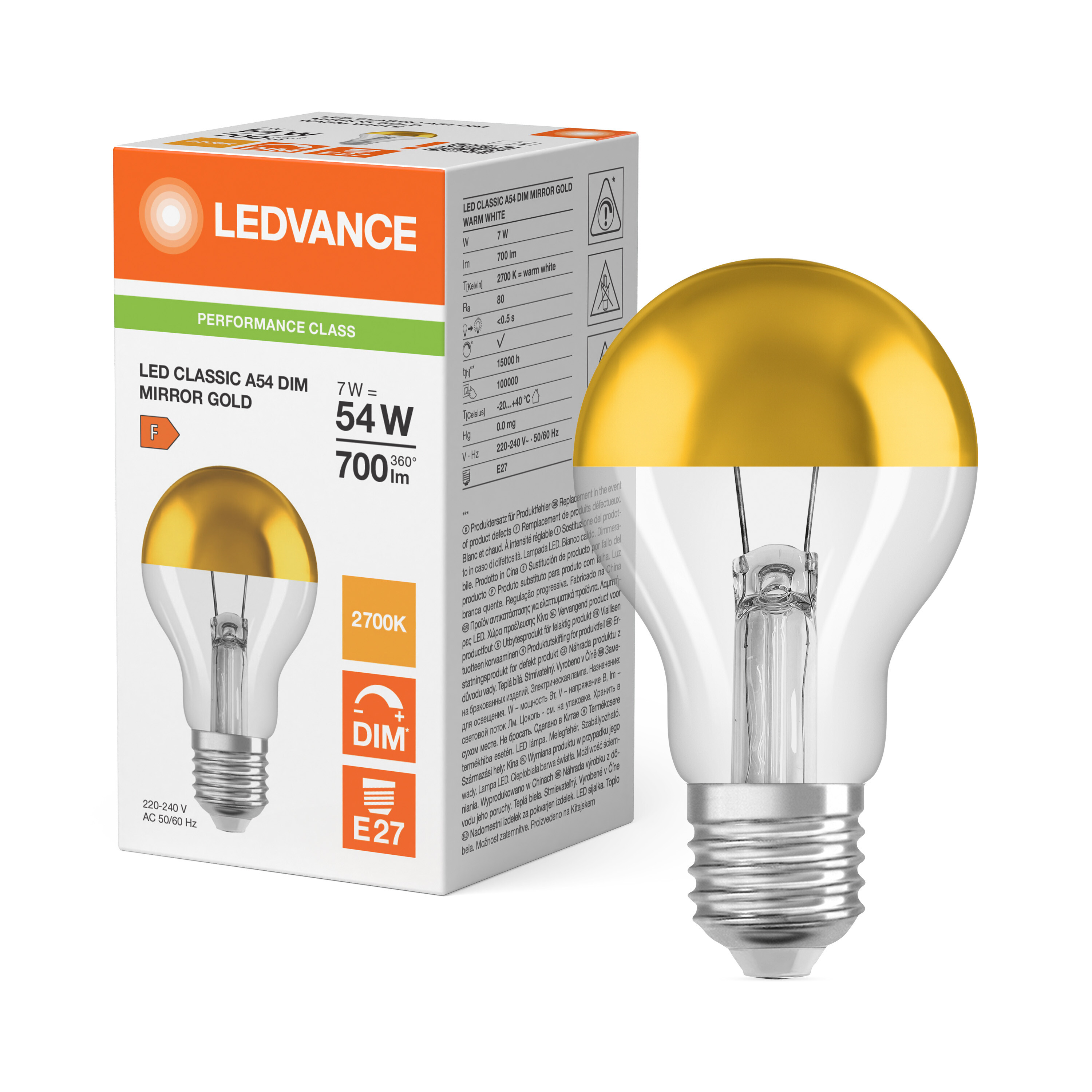 ledvance Ledpærecla54 dim cob 700lm827 mirr g e27