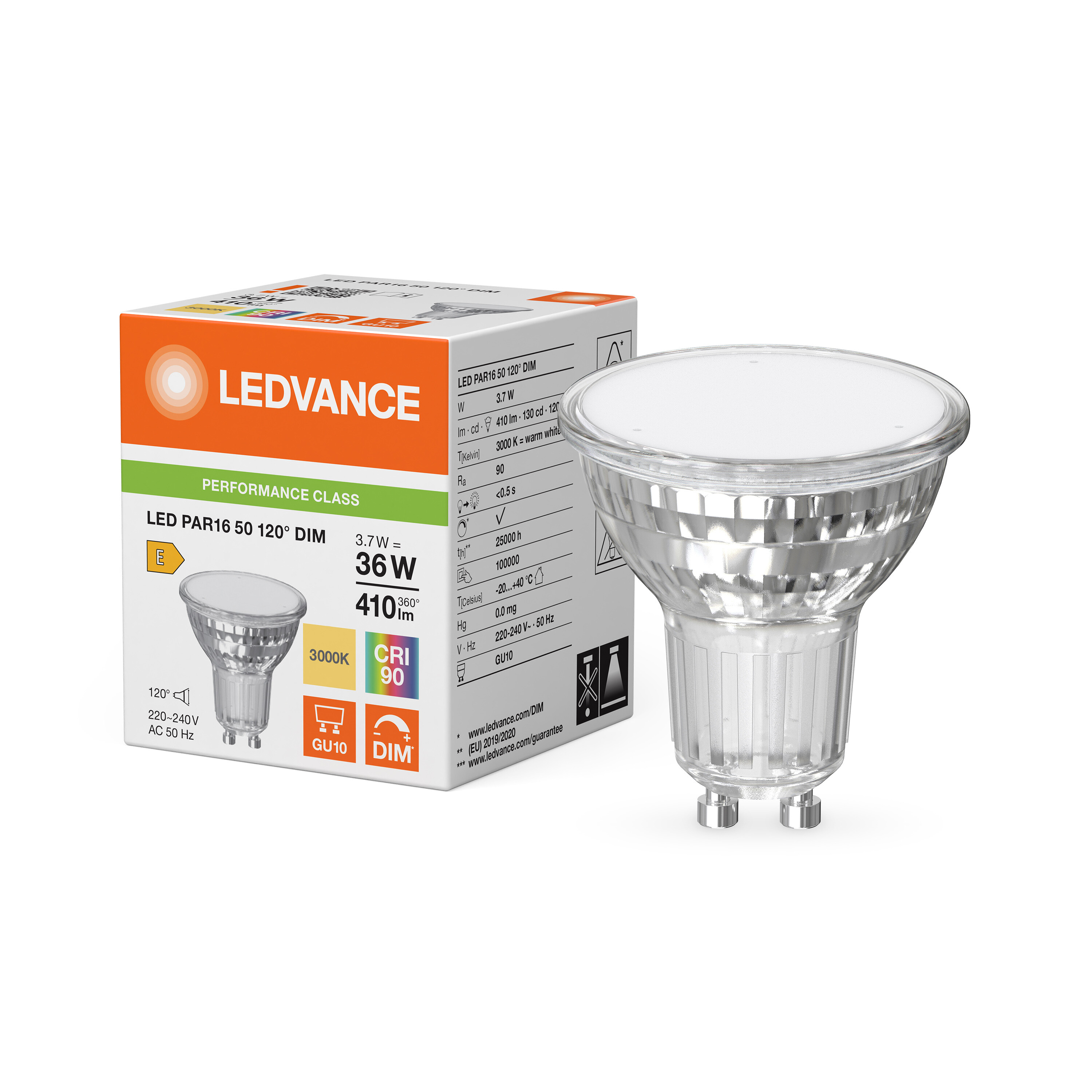 ledvance Ledspot par16 50 120°dim 410lm 930 gu10