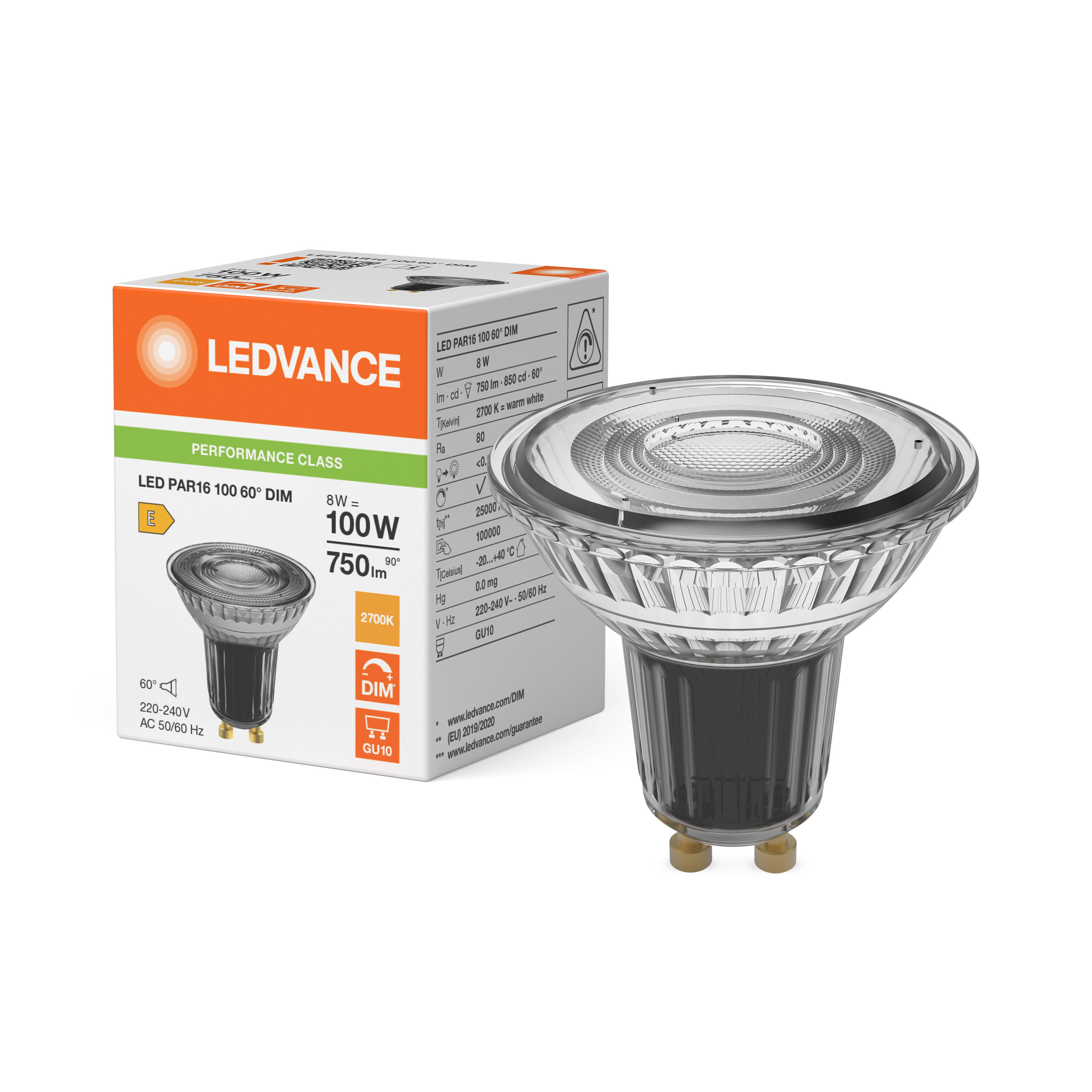 ledvance Ledspot par16 100 60°dim 750lm 827 gu10