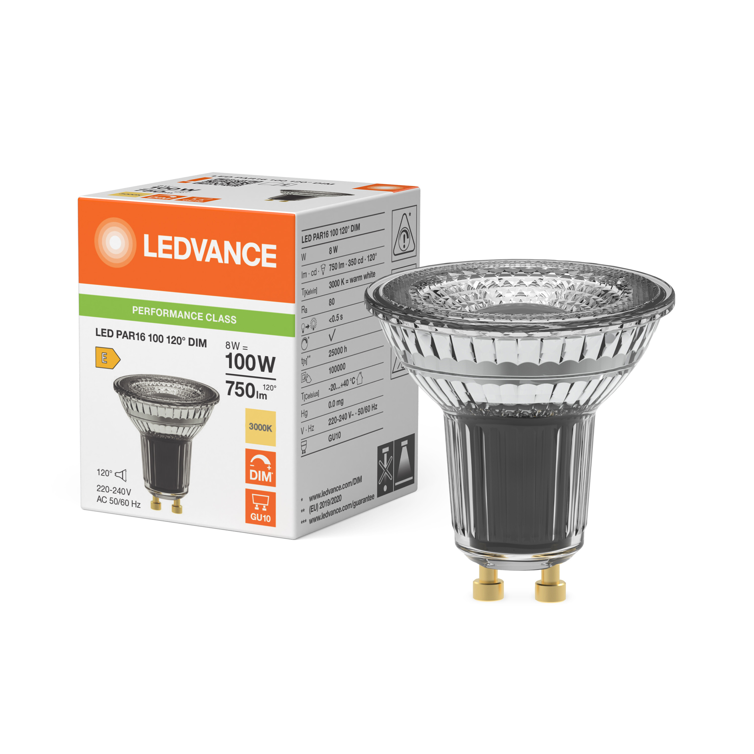 ledvance Ledspot par16 100 120°dim 750lm 830 gu10