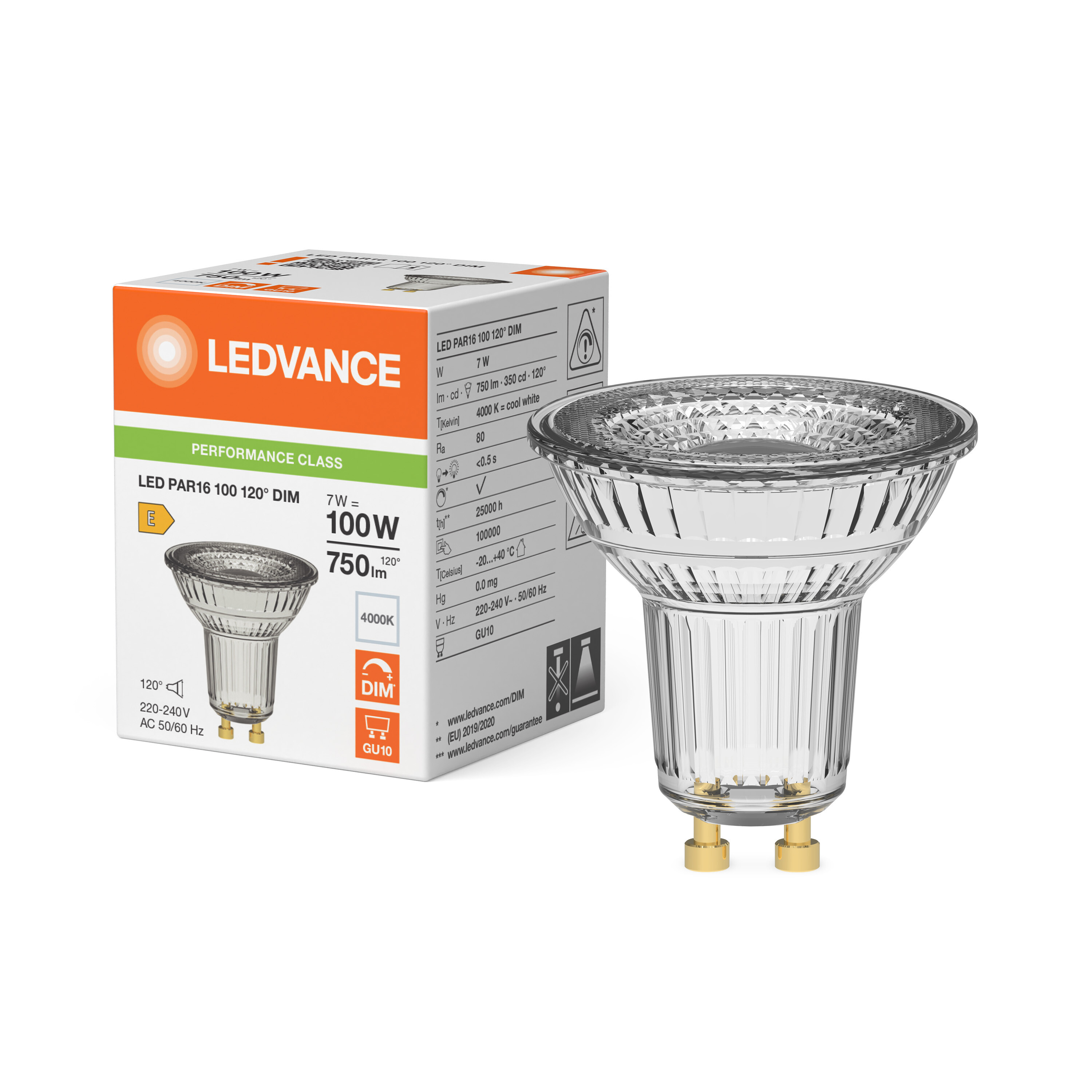 ledvance Ledspot par16 100 120°dim 750lm 840 gu10