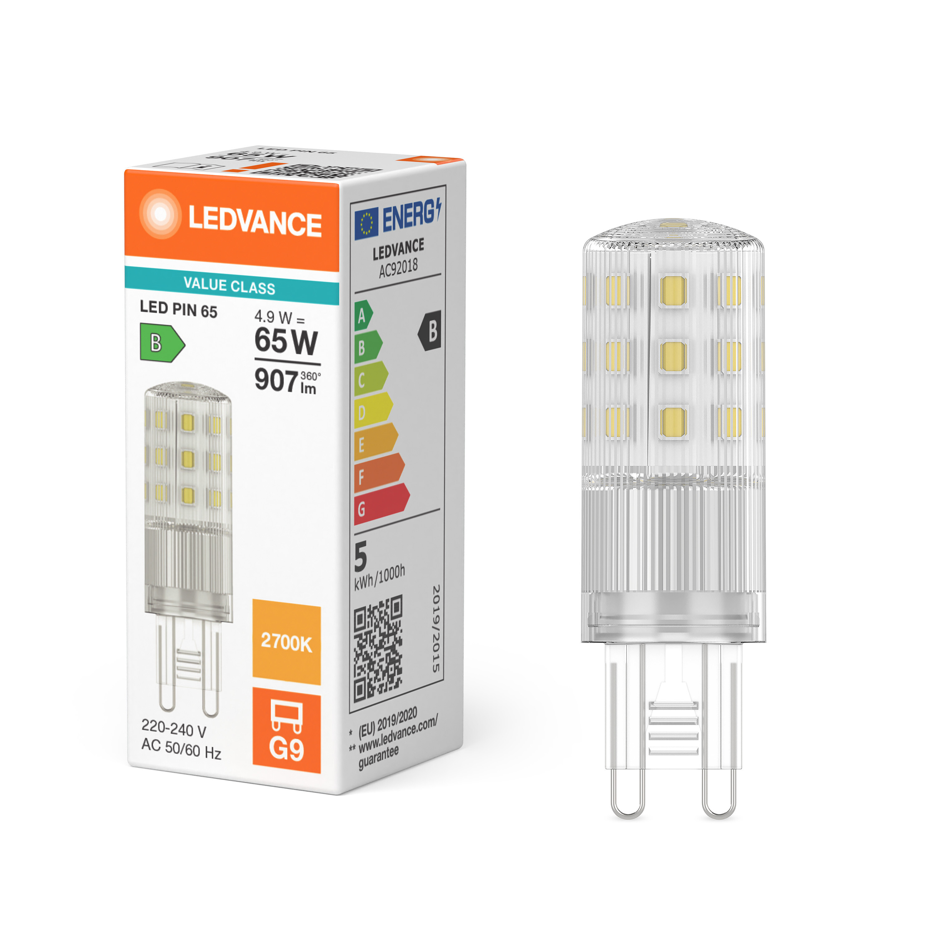 ledvance Led pin 65 320° 907lm 827 energy cl g9 v