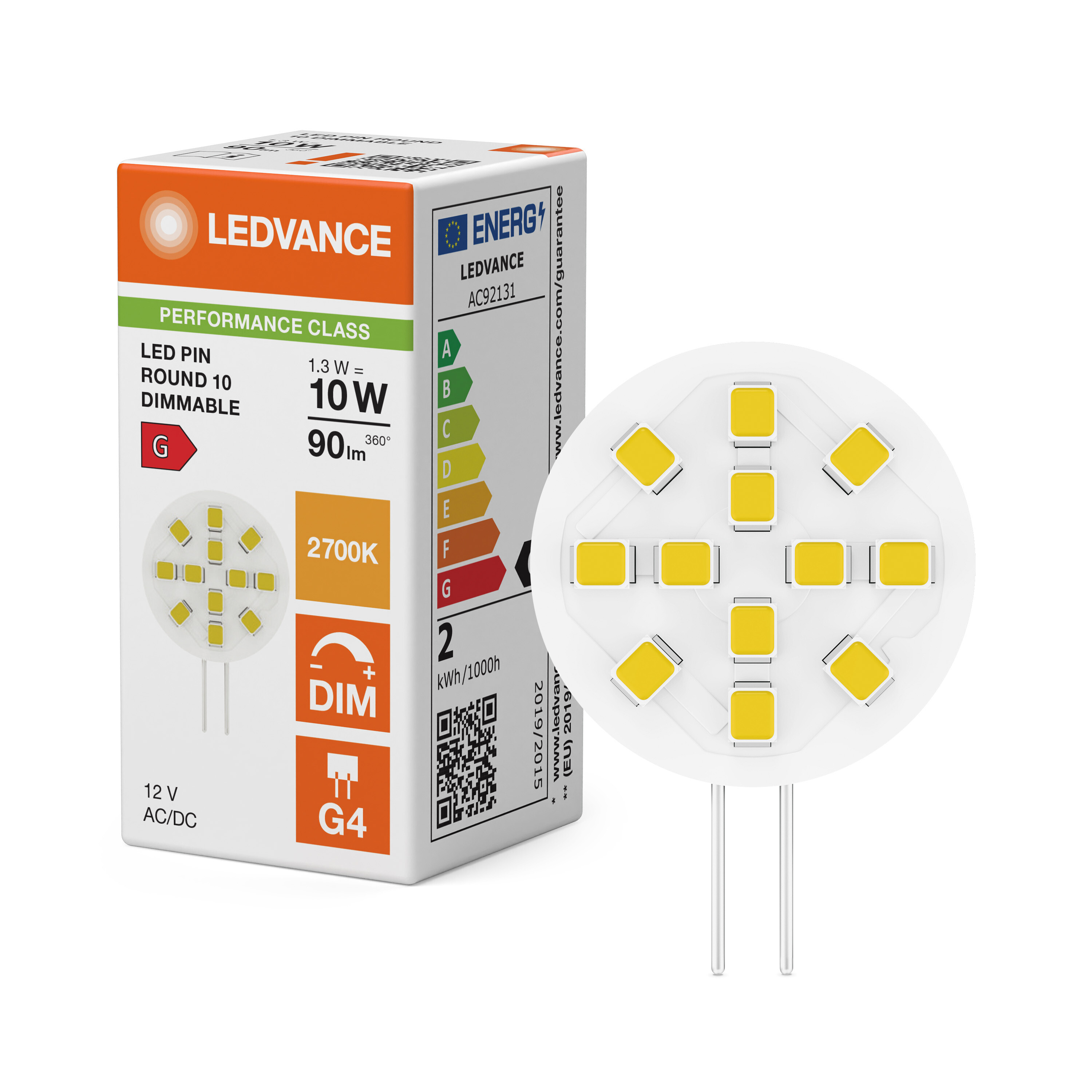 ledvance Ledpin round 10 100°dim 12v 90lm 827 g4