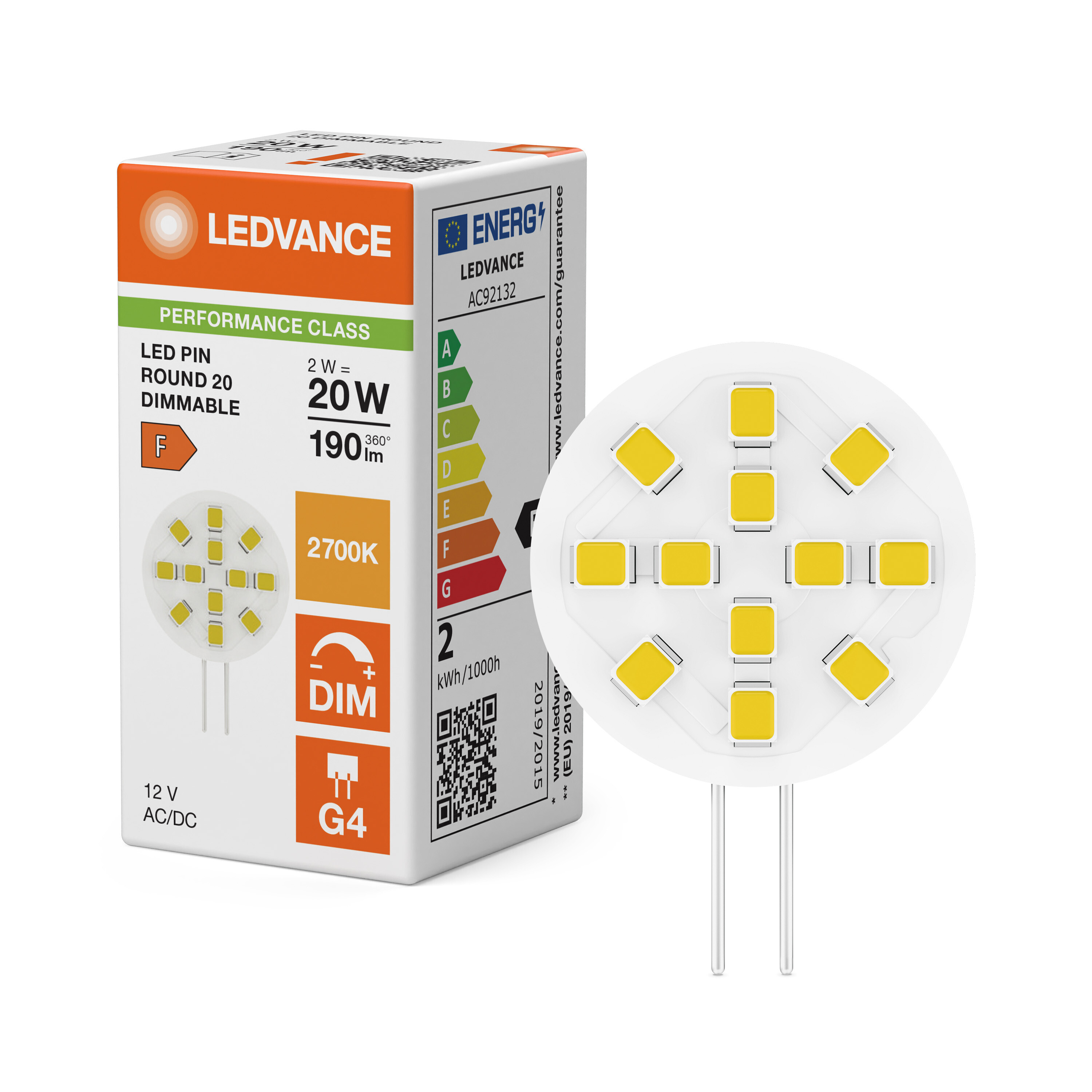 ledvance Ledpin round 20 100°dim 12v 190lm 827 g4