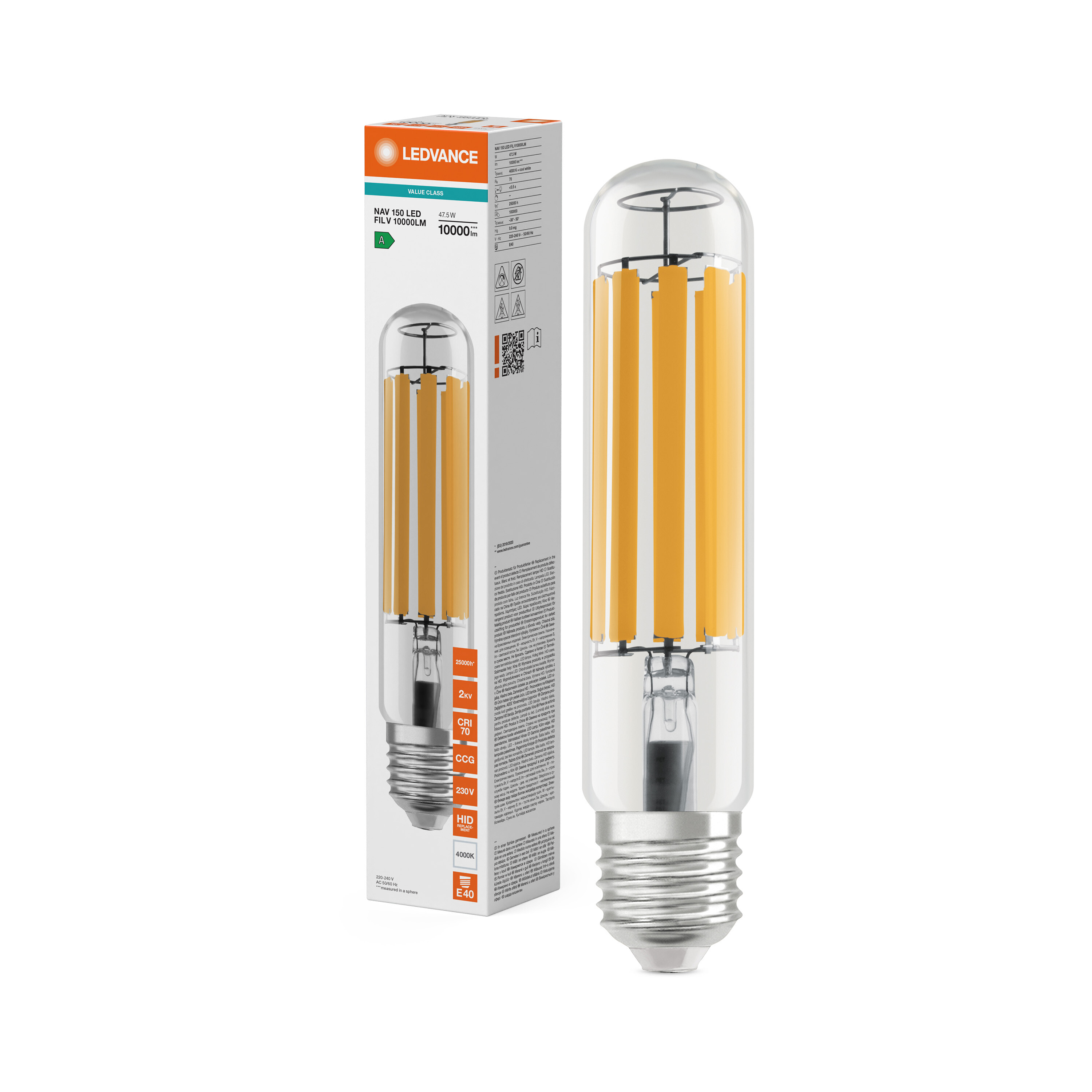 ledvance Ympärisäteilevä lamppu hid led nav fil v 48w/740 10000lm e40