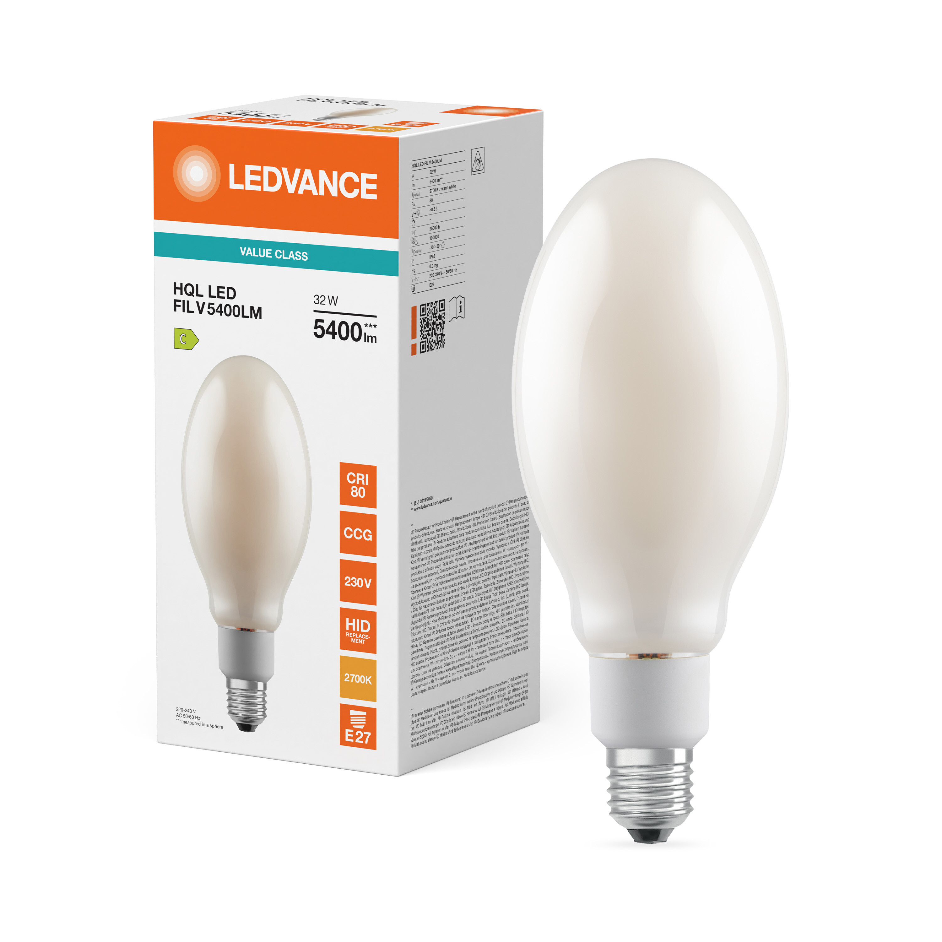 ledvance Hql led 125 fil 5400lm 32w 827 e27 v