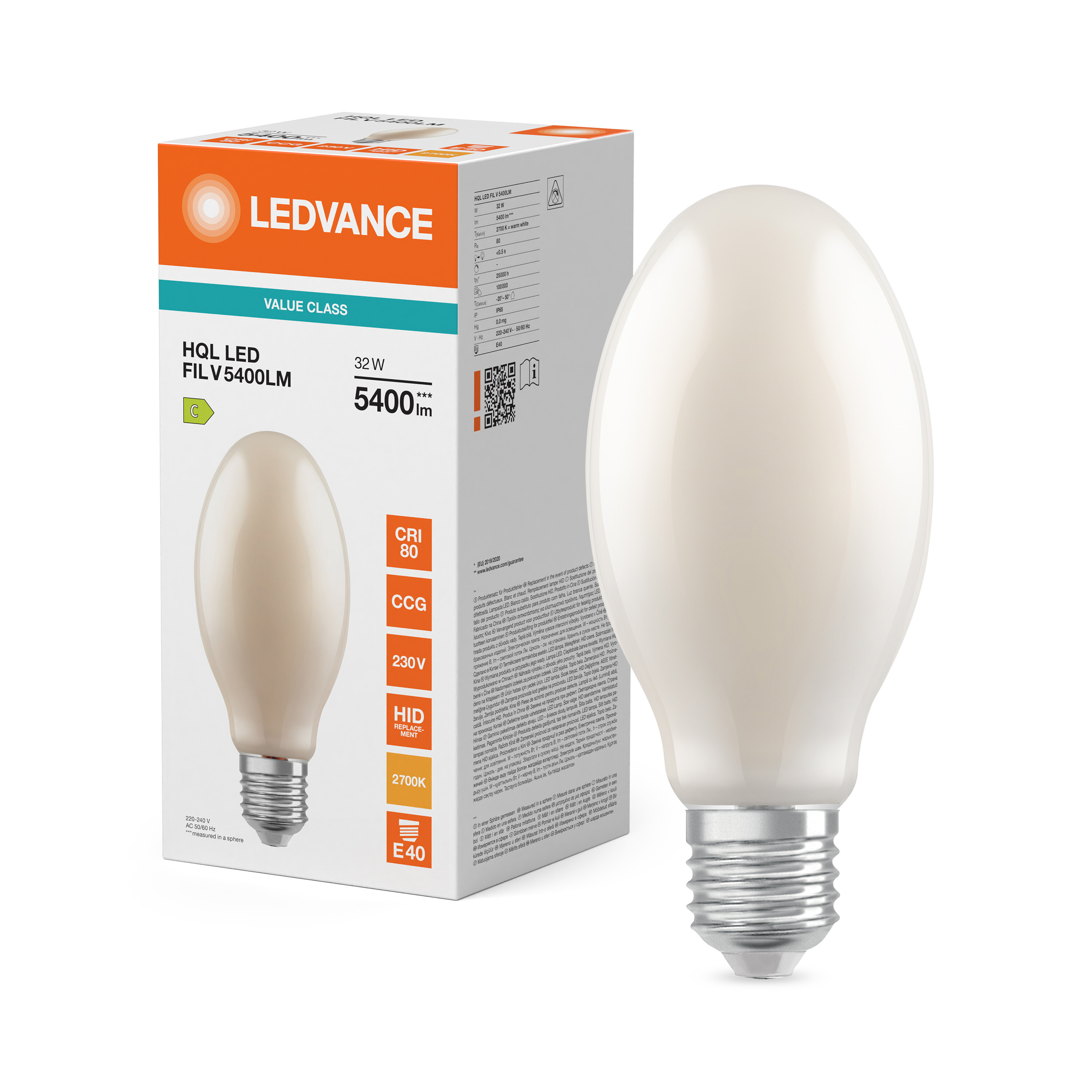 ledvance Hql led 125 fil 5400lm 32w 827 e40 v