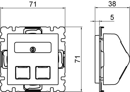 abb Datauttag saga datauttag 2xrj45 angled 85mm