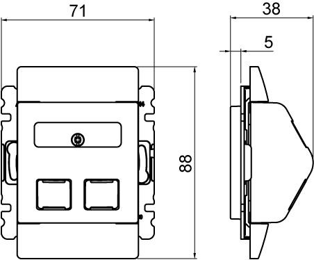 abb Datauttag saga datauttag 2xrj45 angled 100mm