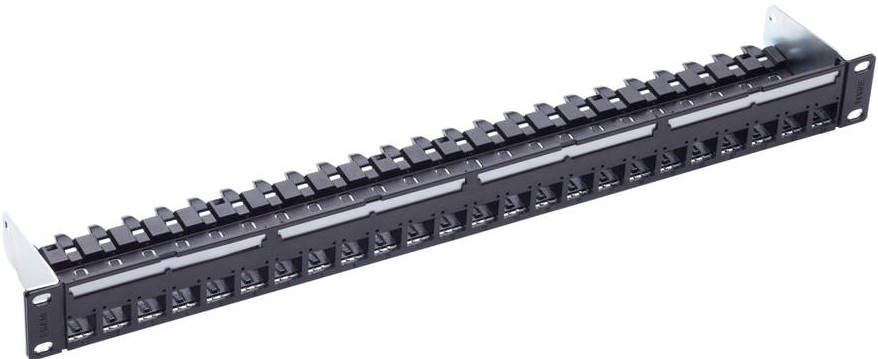 Patchpanel tomt C6A 24p 1U Sort