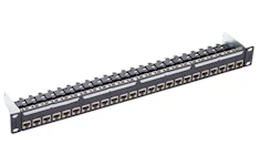 Patchpanel C6A EL 24p STP 1U komplett Sort