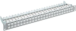 Patchpanel C6A EL 48p STP 1U komplett Grå