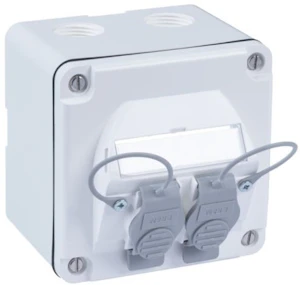 reichle & de-massari Uttaksboks påvegg ip67 for 2xrj45 hvit ral 9003