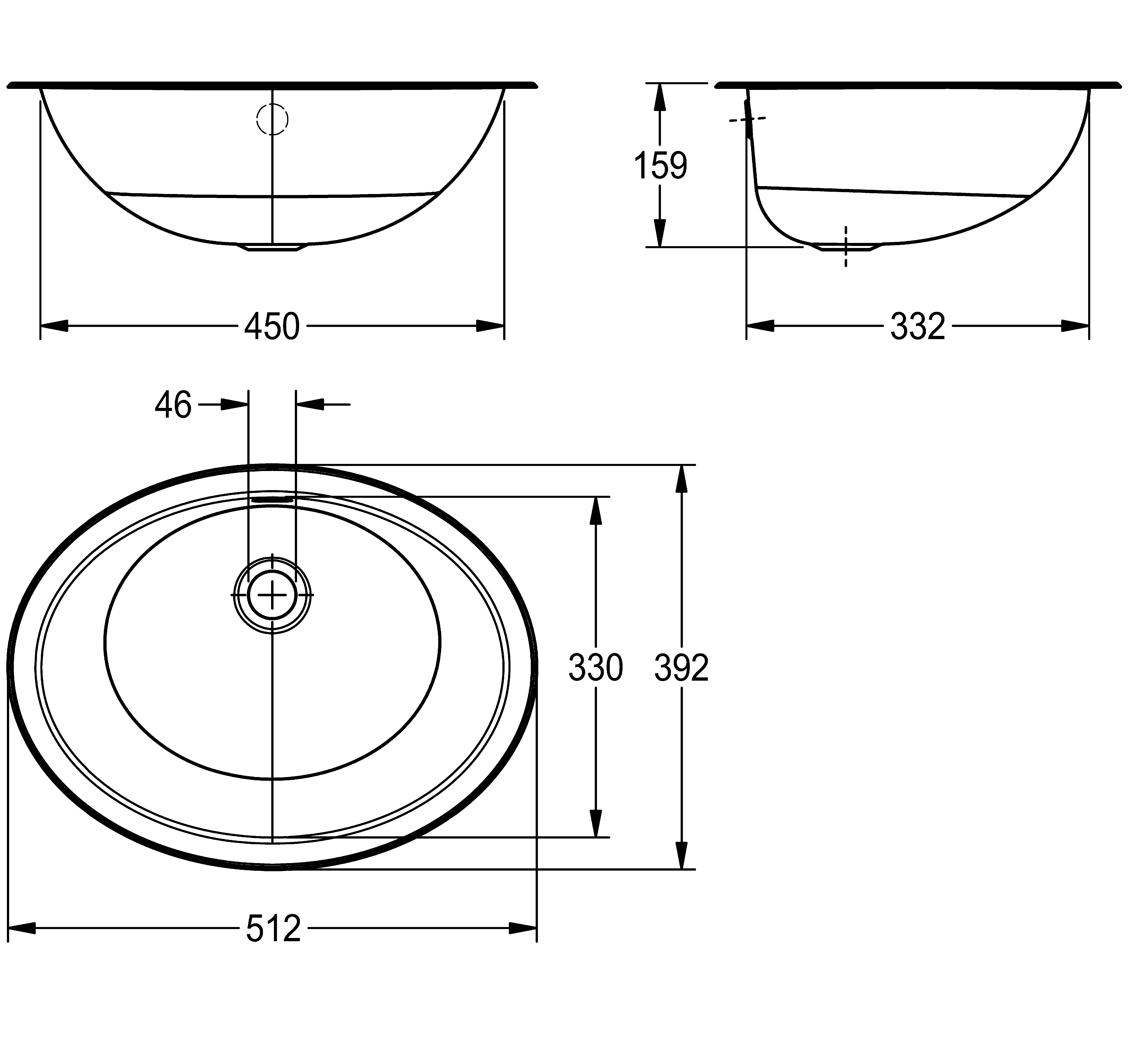 kwc Recessed sink kwc rondo rndx450-o
