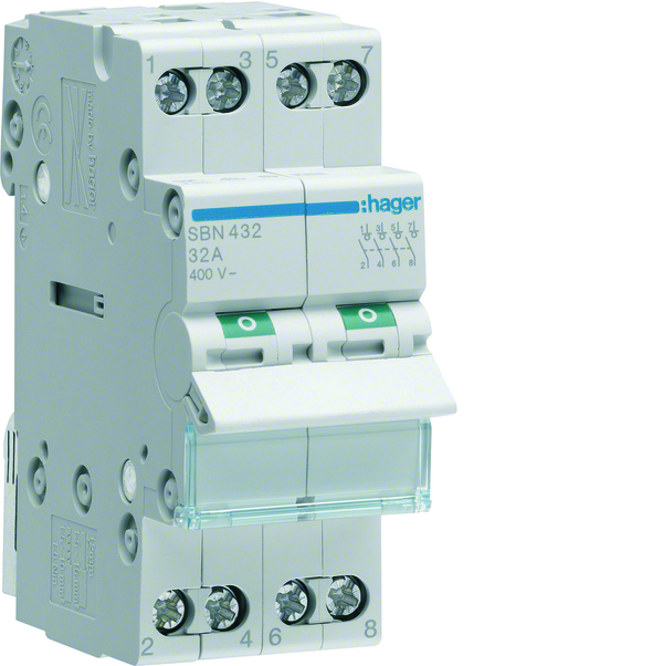 MODULÆR BRYTER 4 POL 4X32A 2 MODUL
