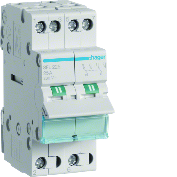 hager Växlingsomkoplare sfl225 1-2 2p 25a 230vac