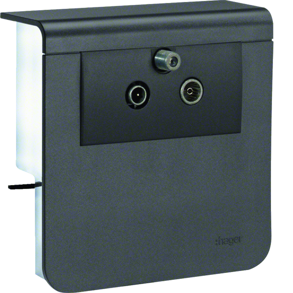 hager Antenna outlet plinth sl20080 tv+r cont/end black