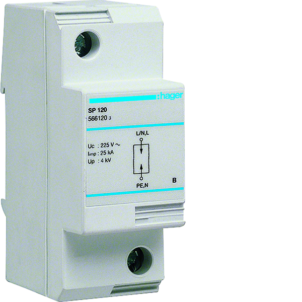 hager Överspänningsskydd lsp-nät sp120 1p 1/b/t1 4kv 50ka